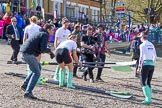 The Boat Race season 2017 -  The Cancer Research Women's Boat Race: CUWBC collectiong the oars to get ready for the Women's Boat Race.
River Thames between Putney Bridge and Mortlake,
London SW15,

United Kingdom,
on 02 April 2017 at 15:48, image #62