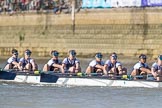 The Boat Race season 2017 -  The Cancer Research Women's Boat Race: OUWBC working hard to catch up with Cambridge, here bow Alice Roberts, 2 Flo Pickles, 3 Rebecca Te Water Naudé, 4 Rebecca Esselstein, 5 Chloe Laverack, 6 Harriet Austin, 7 Jenna Hebert, stroke Emily Cameron.
River Thames between Putney Bridge and Mortlake,
London SW15,

United Kingdom,
on 02 April 2017 at 16:36, image #132