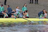 The Boat Race season 2017 -  The Cancer Research Women's Boat Race: CUWBC acelebrating after having won the Women's Boat Race.
River Thames between Putney Bridge and Mortlake,
London SW15,

United Kingdom,
on 02 April 2017 at 16:58, image #195