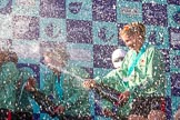 The Boat Race season 2017 -  The Cancer Research Women's Boat Race: CUWBC covered in spray (Cahmpagne, not Thames water) at the price giving.
River Thames between Putney Bridge and Mortlake,
London SW15,

United Kingdom,
on 02 April 2017 at 17:13, image #265