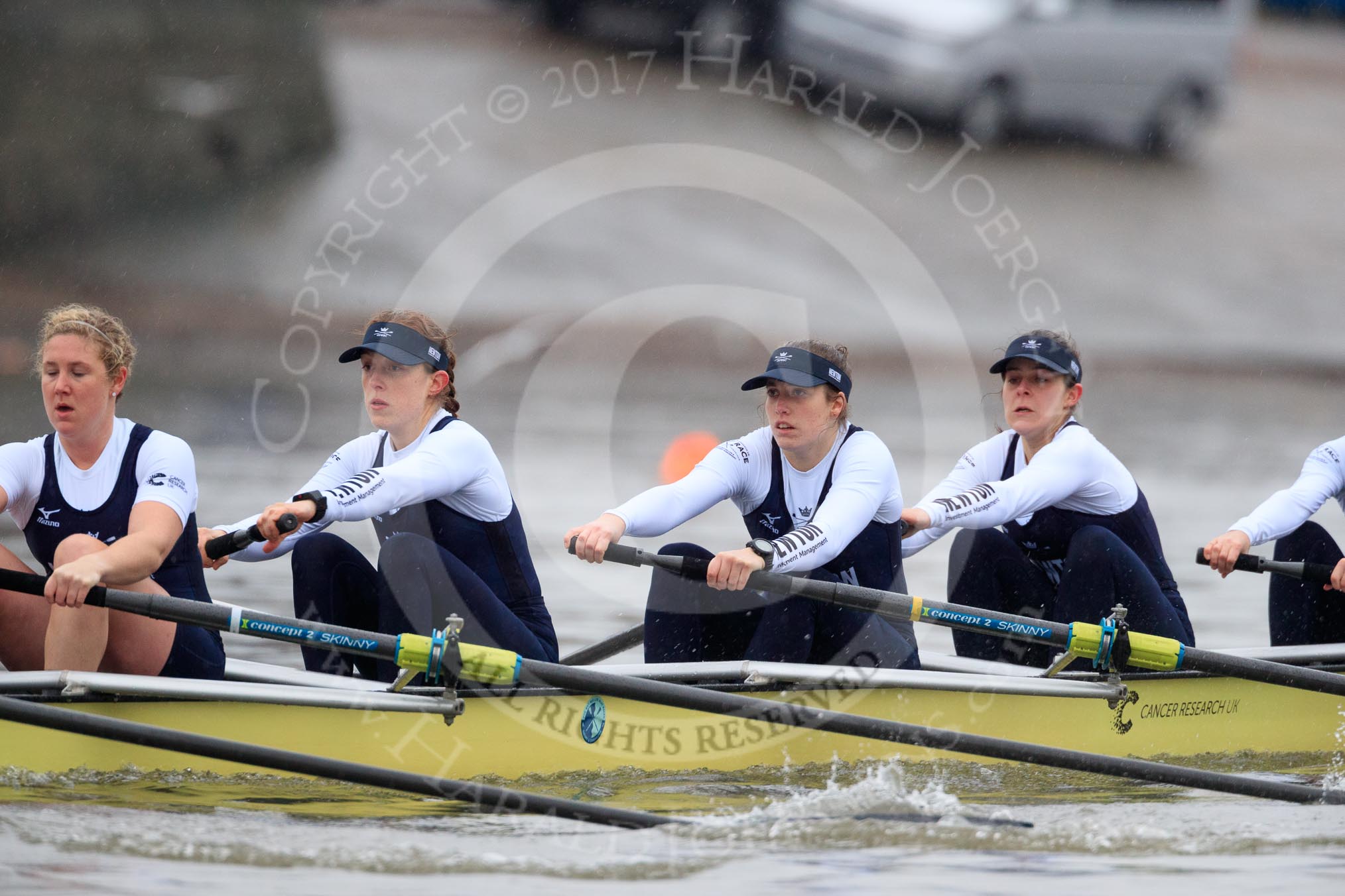 The Boat Race season 2018 - Women's Boat Race Trial Eights (OUWBC, Oxford): "Coursing River" - 5 Morgan McGovern, 4 Anna Murgatroyd, 3 Stefanie Zekoll, 2 Rachel Anderson, bow Sarah Payne-Riches.
River Thames between Putney Bridge and Mortlake,
London SW15,

United Kingdom,
on 21 January 2018 at 14:28, image #59