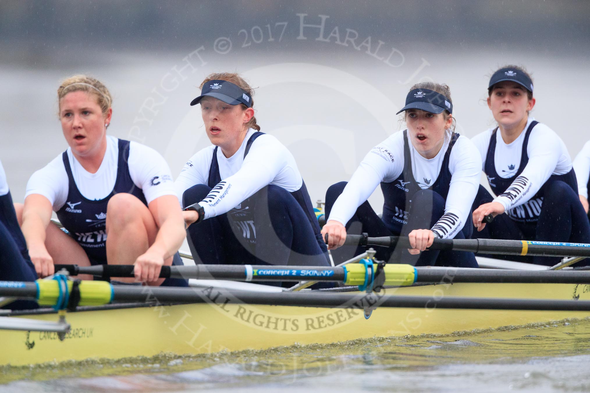 The Boat Race season 2018 - Women's Boat Race Trial Eights (OUWBC, Oxford): "Coursing River" - 5 Morgan McGovern, 4 Anna Murgatroyd, 3 Stefanie Zekoll, 2 Rachel Anderson.
River Thames between Putney Bridge and Mortlake,
London SW15,

United Kingdom,
on 21 January 2018 at 14:35, image #104