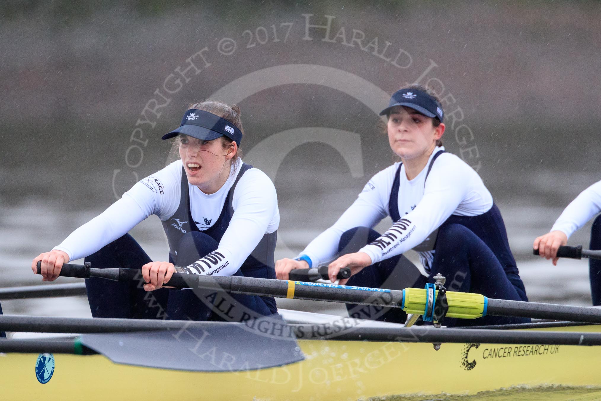 The Boat Race season 2018 - Women's Boat Race Trial Eights (OUWBC, Oxford): "Coursing River" - 3 Stefanie Zekoll, 2 Rachel Anderson.
River Thames between Putney Bridge and Mortlake,
London SW15,

United Kingdom,
on 21 January 2018 at 14:38, image #127