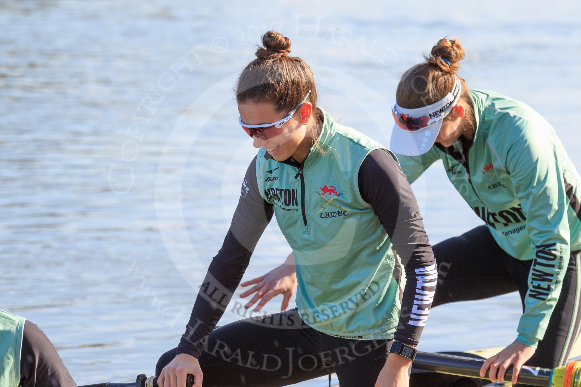 The Women's Boat Race season 2018 - fixture CUWBC vs. ULBC: CUWBC 2 seat Myriam Goudet-Boukhatmi, and bow Olivia Coffey.
River Thames between Putney Bridge and Mortlake,
London SW15,

United Kingdom,
on 17 February 2018 at 12:29, image #4