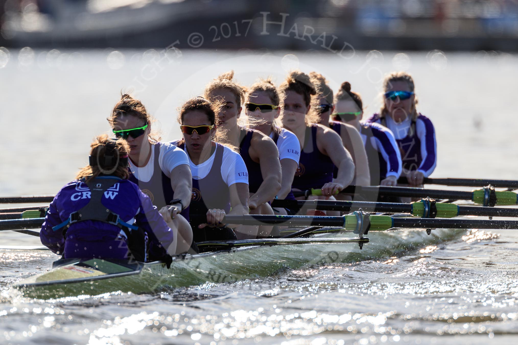 The Women's Boat Race season 2018 - fixture CUWBC vs. ULBC: The ULBC Eight - cox Lauren Holland, stroke Issy Powel, 7 Jordan Cole-Huissan, 6 Oonagh Cousins, 5 Hannah Roberts, 4 Katherine Barnhill, 3 Fionnuala Gannon, 2 Robyn Hart-Winks, bow Ally French.
River Thames between Putney Bridge and Mortlake,
London SW15,

United Kingdom,
on 17 February 2018 at 13:27, image #109