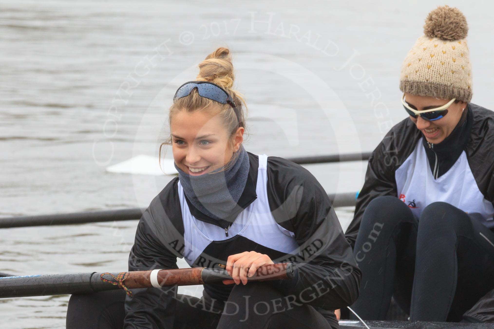 The Women's Boat Race season 2018 - fixture OUWBC vs. Molesey BC: Molesey's 6 seat Molly Harding and 5 Ruth Whyman.
River Thames between Putney Bridge and Mortlake,
London SW15,

United Kingdom,
on 04 March 2018 at 13:09, image #16