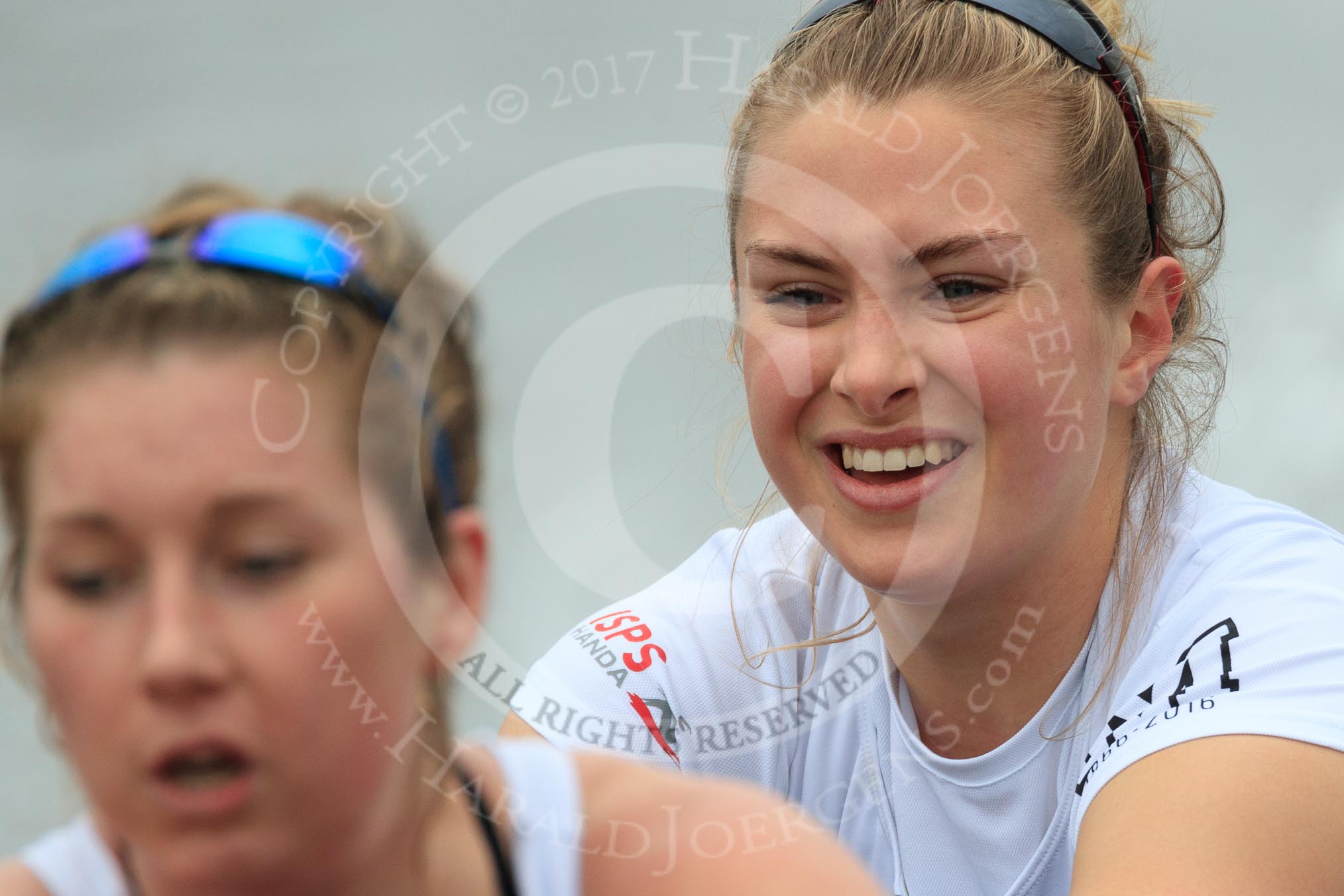 The Women's Boat Race season 2018 - fixture OUWBC vs. Molesey BC: Molesey's 7 seat Emma McDonald and 6 seat Molly Harding.
River Thames between Putney Bridge and Mortlake,
London SW15,

United Kingdom,
on 04 March 2018 at 13:49, image #78