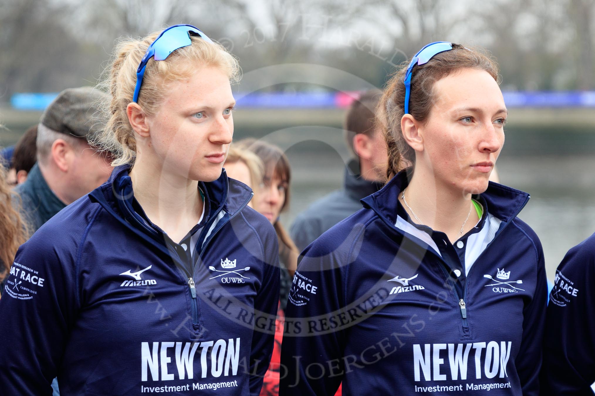 The Cancer Research UK Women's Boat Race 2018: Oxford women at the toss - stroke Beth Bridgman, and 7 seat Abigail Killen.
River Thames between Putney Bridge and Mortlake,
London SW15,

United Kingdom,
on 24 March 2018 at 14:40, image #36