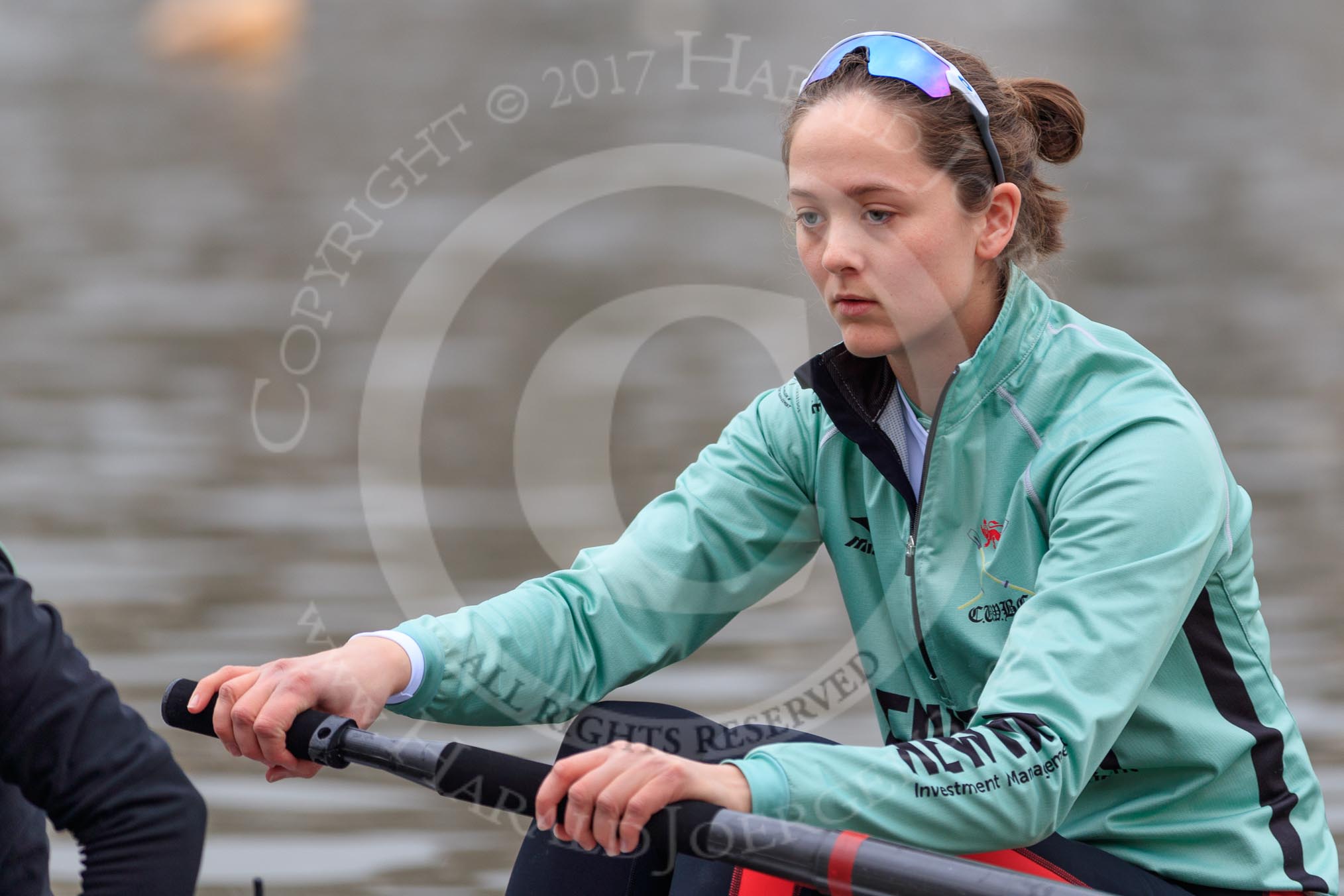 The Cancer Research UK Women's Boat Race 2018: Tricia Smith, bow seat for Cambridge.
River Thames between Putney Bridge and Mortlake,
London SW15,

United Kingdom,
on 24 March 2018 at 15:48, image #129