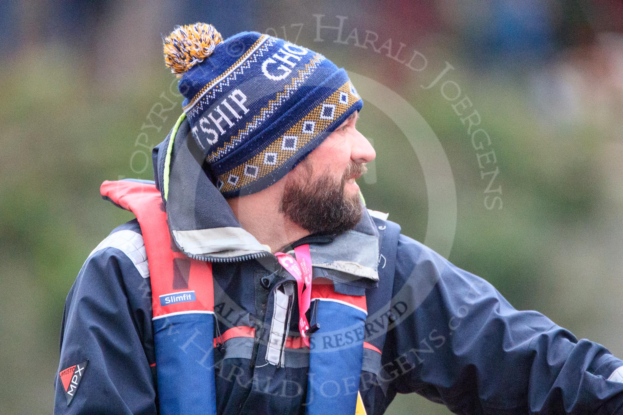 The Cancer Research UK Women's Boat Race 2018: CUWBC Head Coach Rob Baker.
River Thames between Putney Bridge and Mortlake,
London SW15,

United Kingdom,
on 24 March 2018 at 16:39, image #182