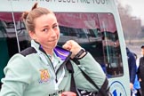 The Cancer Research UK Women's Boat Race 2018: Cambridge stroke Olivia Coffey arriving at the boathouses before the race.
River Thames between Putney Bridge and Mortlake,
London SW15,

United Kingdom,
on 24 March 2018 at 13:55, image #16