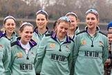 The Cancer Research UK Women's Boat Race 2018: The Cambridge crew with the Women's Boat Race trophy at the toss - cox Sophie Shapter, 6 Alice White, 7 Myriam Goudet-Boukhatmi, and in the second row 2 seat, 3 Kelsey Barolak, 4 Thea Zabell, and 5 Paula Wesselmann.
River Thames between Putney Bridge and Mortlake,
London SW15,

United Kingdom,
on 24 March 2018 at 14:41, image #46