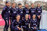 The Cancer Research UK Women's Boat Race 2018: The Oxford Blue Boat crew after the toss -  6 Sara Kushma, 5 Morgan McGovern, 4 Alice Roberts, 3 Juliette Perry, 2 - Katherine Erickson, bow Renée Koolschijn, 7 Abigail Killen, stroke Beth Bridgman, and cox Jessica Buck.
River Thames between Putney Bridge and Mortlake,
London SW15,

United Kingdom,
on 24 March 2018 at 14:42, image #57