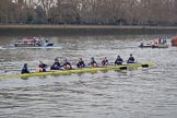 The Cancer Research UK Women's Boat Race 2018: Osiris, the Oxford reserve boat, with cox Eleanor Shearer, stroke Anna Murgatroyd, 7 Olivia Pryer, 6 Sanja Brolih, 5 Sarah Payne Riches, 4 Rachel Anderson, 3 Madeline Goss, 2 Laura Depner, bow Matlida Edwards.
River Thames between Putney Bridge and Mortlake,
London SW15,

United Kingdom,
on 24 March 2018 at 16:02, image #137