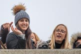 The Cancer Research UK Women's Boat Race 2018: Spectators on Putney Bridge waiting for the start of the Women's Boat Race.
River Thames between Putney Bridge and Mortlake,
London SW15,

United Kingdom,
on 24 March 2018 at 16:20, image #145