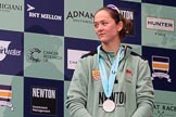 The Cancer Research UK Women's Boat Race 2018: Cambridge bow seat Tricia Smith, with her Women's Boat Race medal. on the podium.
River Thames between Putney Bridge and Mortlake,
London SW15,

United Kingdom,
on 24 March 2018 at 17:06, image #253