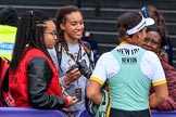 The Cancer Research UK Women's Boat Race 2018: Cambridge president Daphne Martschenko with friends and family after the race.
River Thames between Putney Bridge and Mortlake,
London SW15,

United Kingdom,
on 24 March 2018 at 17:16, image #322