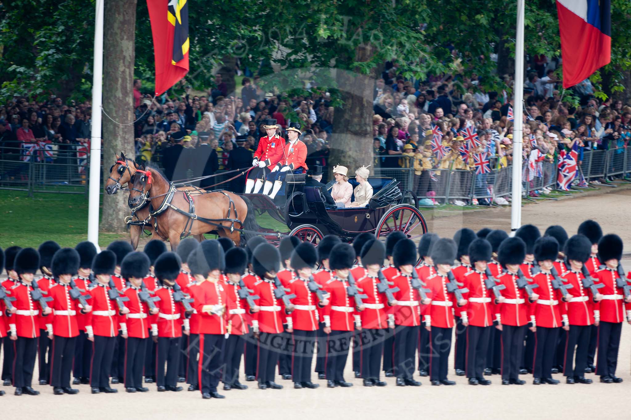 Trooping the Colour 2009: The second of the barouche carriage, the two ladies are HRH The Duchess of Gloucester, and behind HRH The Countess of Wessex..
Horse Guards Parade, Westminster,
London SW1,

United Kingdom,
on 13 June 2009 at 10:48, image #90