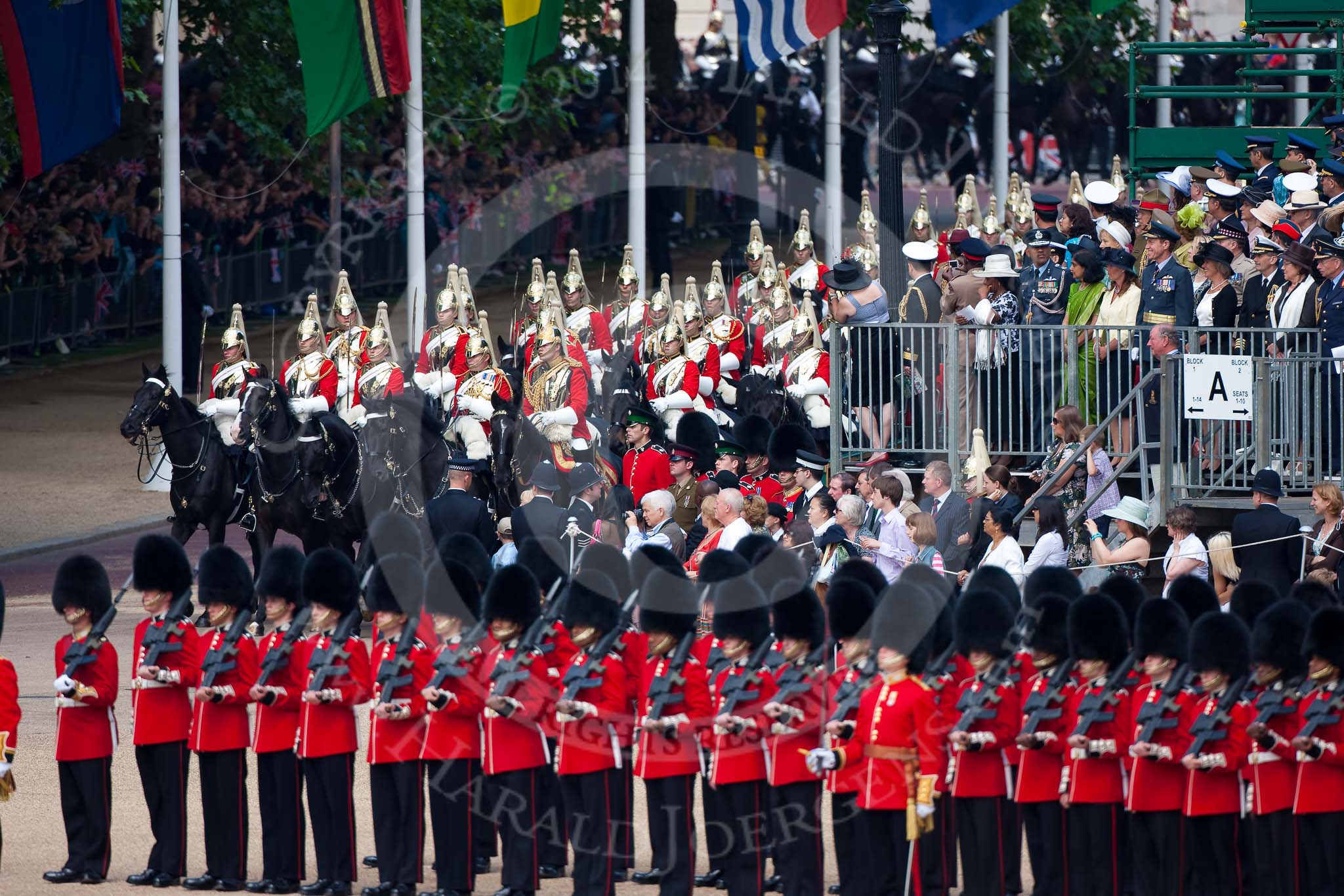 Trooping the Colour 2009: The First and Second Divison of the Sovereign's Escort approaching Horse Guards Parade..
Horse Guards Parade, Westminster,
London SW1,

United Kingdom,
on 13 June 2009 at 10:56, image #113