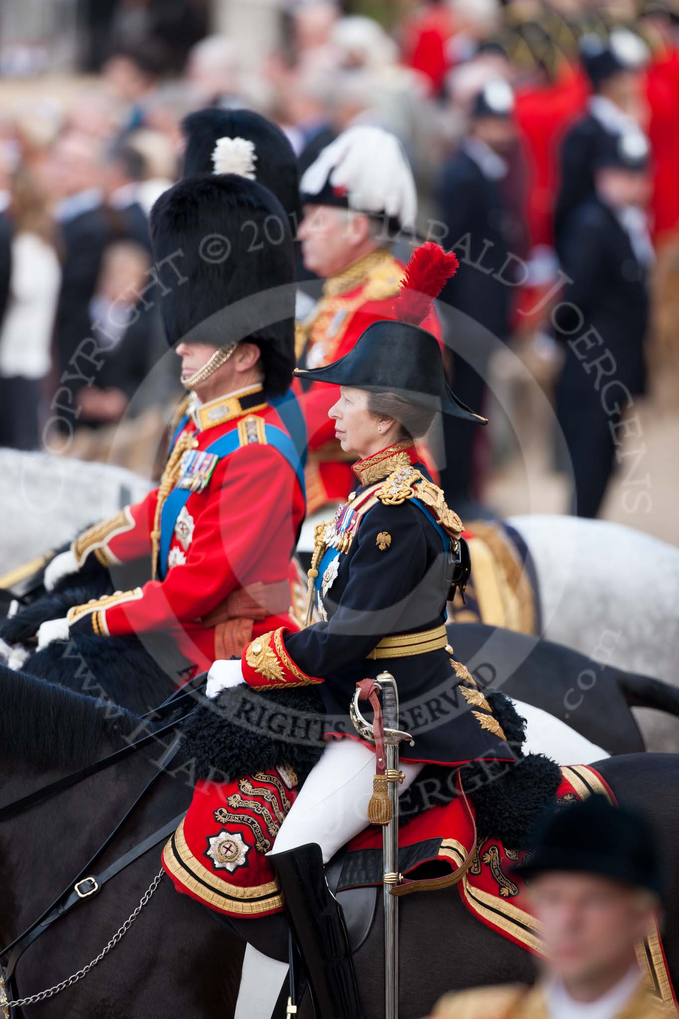 Trooping the Colour 2009: The Royal Colonels, HRH Princess Anne, The Princess Royal, Colonel The Blues and Royals, behind HRH Prince Edward, The Duke of kent, Colonel Scots Guards..
Horse Guards Parade, Westminster,
London SW1,

United Kingdom,
on 13 June 2009 at 10:59, image #129