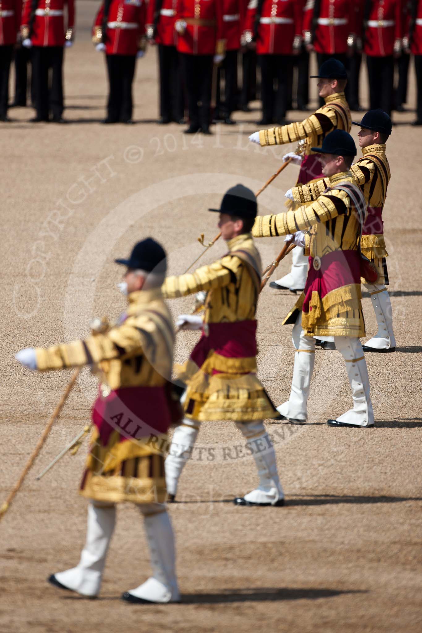 Trooping the Colour 2009: The five Drum Majors on parade, leading the Massed Bands..
Horse Guards Parade, Westminster,
London SW1,

United Kingdom,
on 13 June 2009 at 11:12, image #170