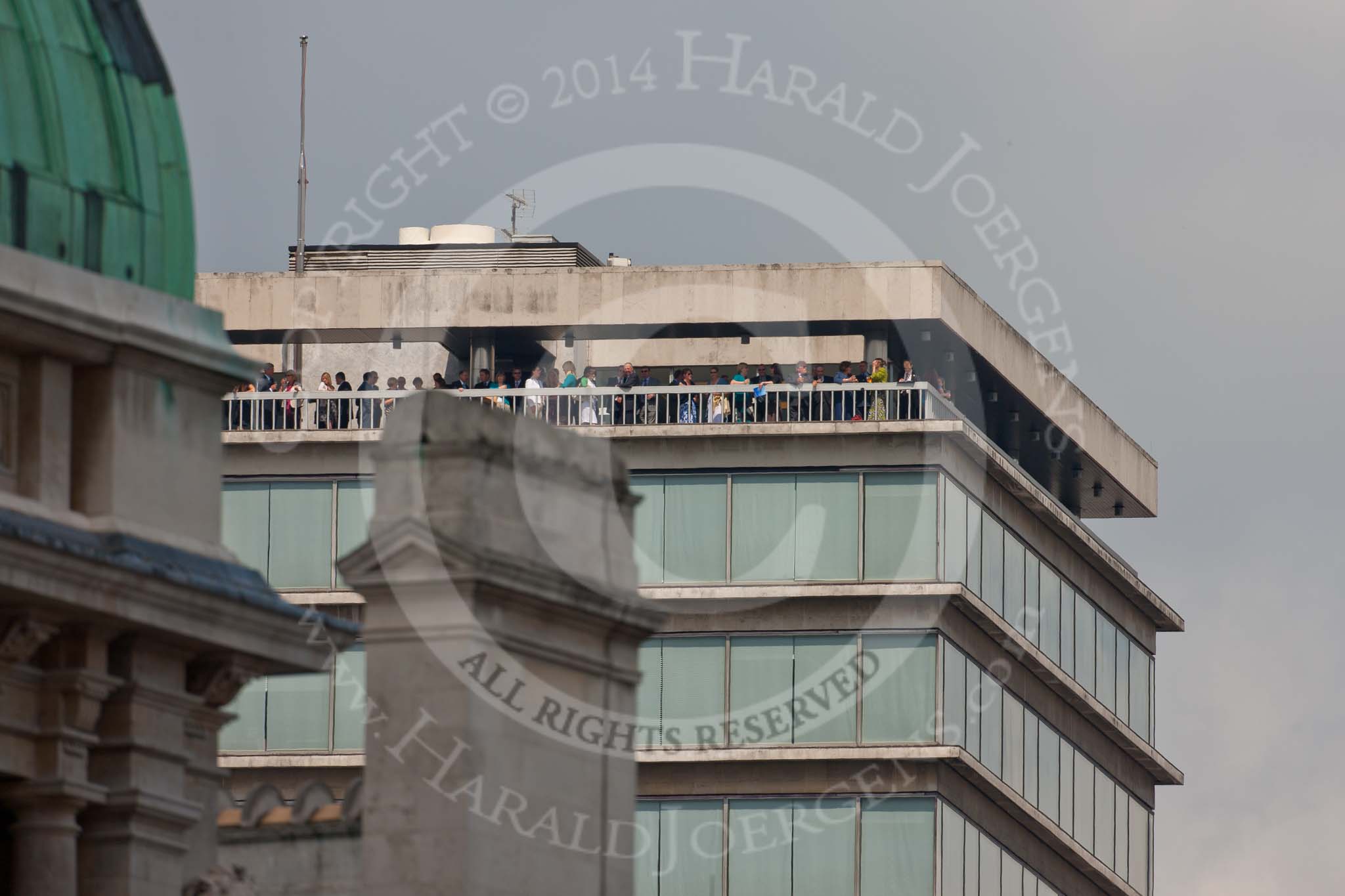 Trooping the Colour 2009: Spectators watching the parade from the top floor of a building behind the Old Admirality Building..
Horse Guards Parade, Westminster,
London SW1,

United Kingdom,
on 13 June 2009 at 11:16, image #176