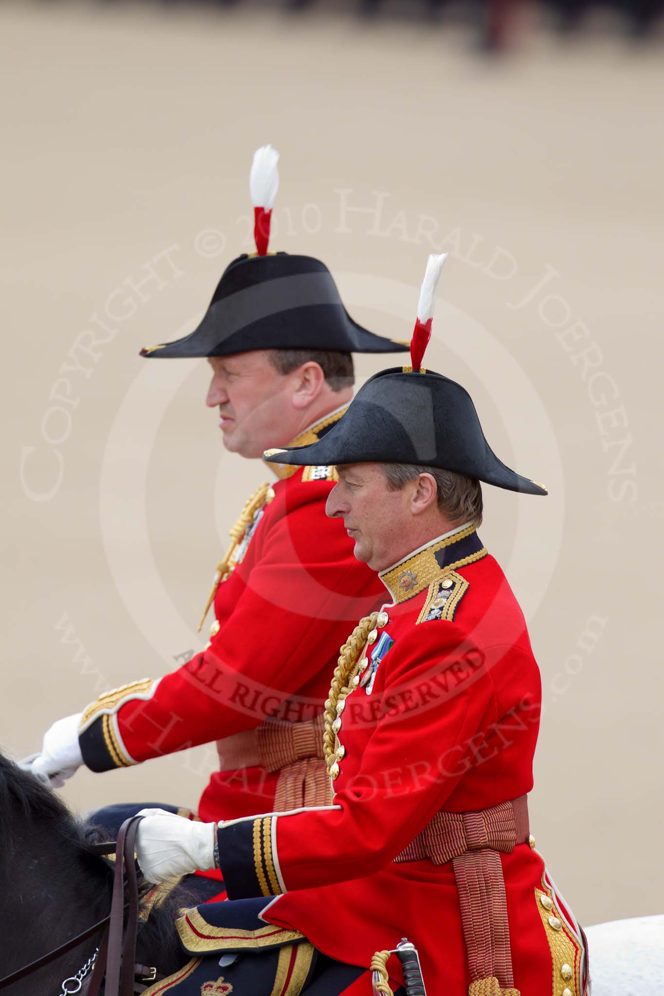 Trooping the Colour 2010: Riding onto the parade ground, in front Lt Col A F Matheson of Matheson, yr, behind him Lt Col A C Ford..
Horse Guards Parade, Westminster,
London SW1,
Greater London,
United Kingdom,
on 12 June 2010 at 11:02, image #73