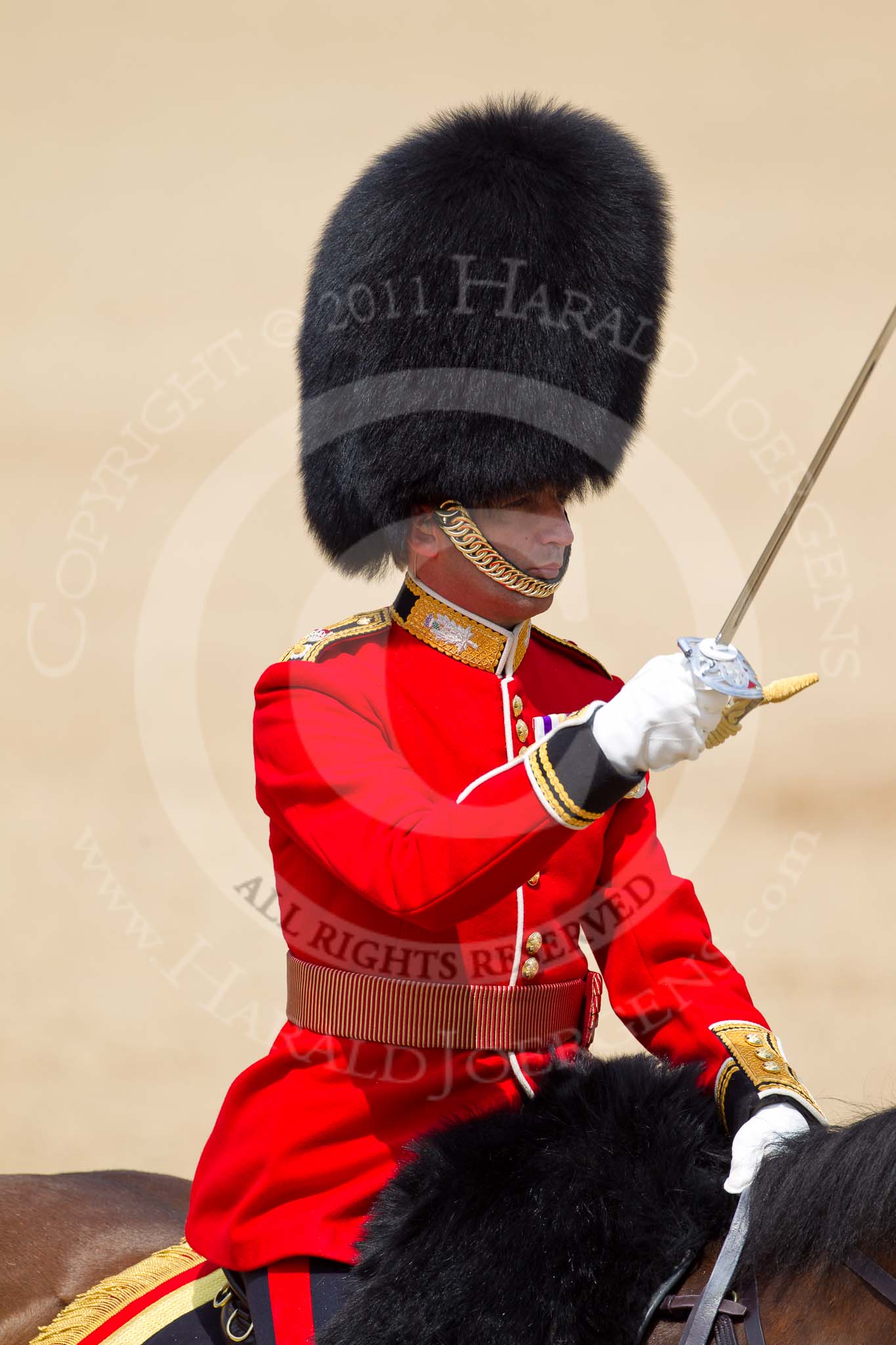 The Colonel's Review 2011: Close-up of the Field Office in Brigade Waiting, Lieutenant Colonel Lincoln P M Jopp, Scots Guards..
Horse Guards Parade, Westminster,
London SW1,

United Kingdom,
on 04 June 2011 at 11:39, image #186