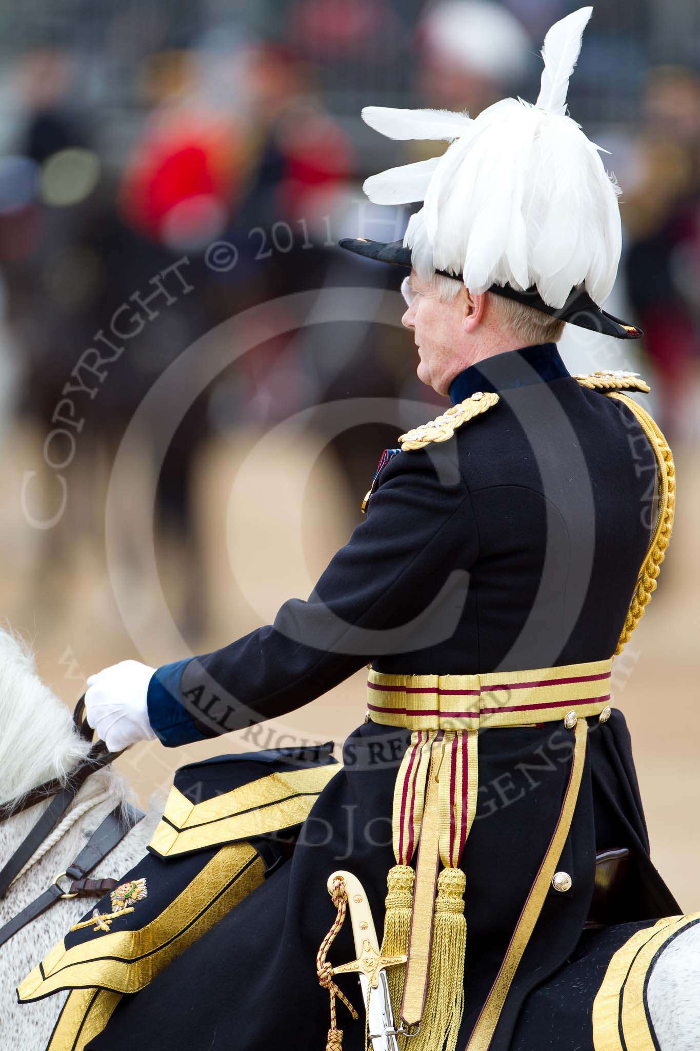 The Major General's Review 2011: The Major General that does the Major General's Review - Major General Commanding the Household Division and General Officer Commanding London District, Major General W G Cubitt, here saluting the Colour..
Horse Guards Parade, Westminster,
London SW1,
Greater London,
United Kingdom,
on 28 May 2011 at 11:00, image #108