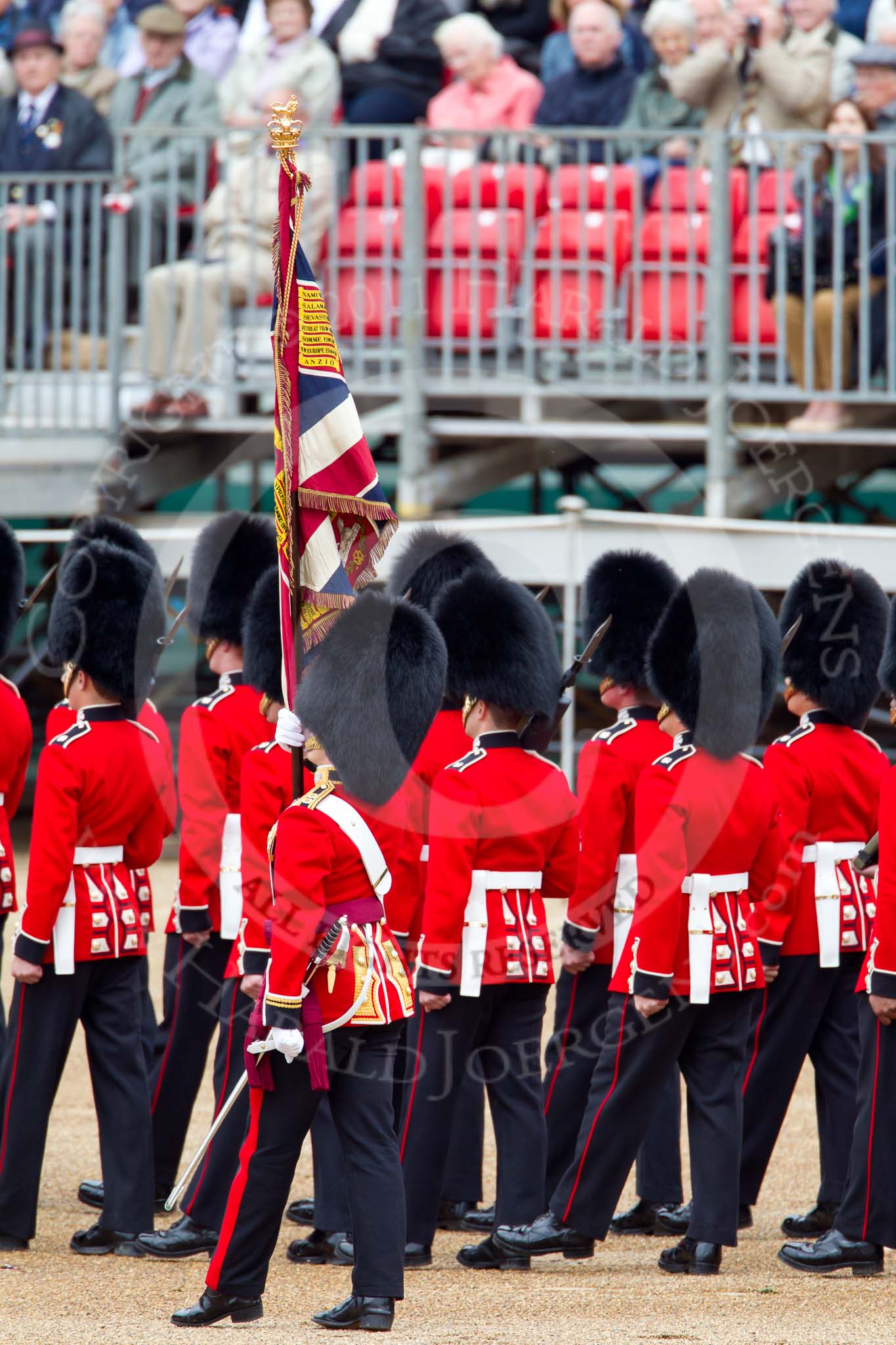 The Major General's Review 2011: The Ensign, Lieutenant Tom Ogilvy, carrying the Colour, with No. 1 Guard, the Escort to the Colour..
Horse Guards Parade, Westminster,
London SW1,
Greater London,
United Kingdom,
on 28 May 2011 at 11:23, image #169