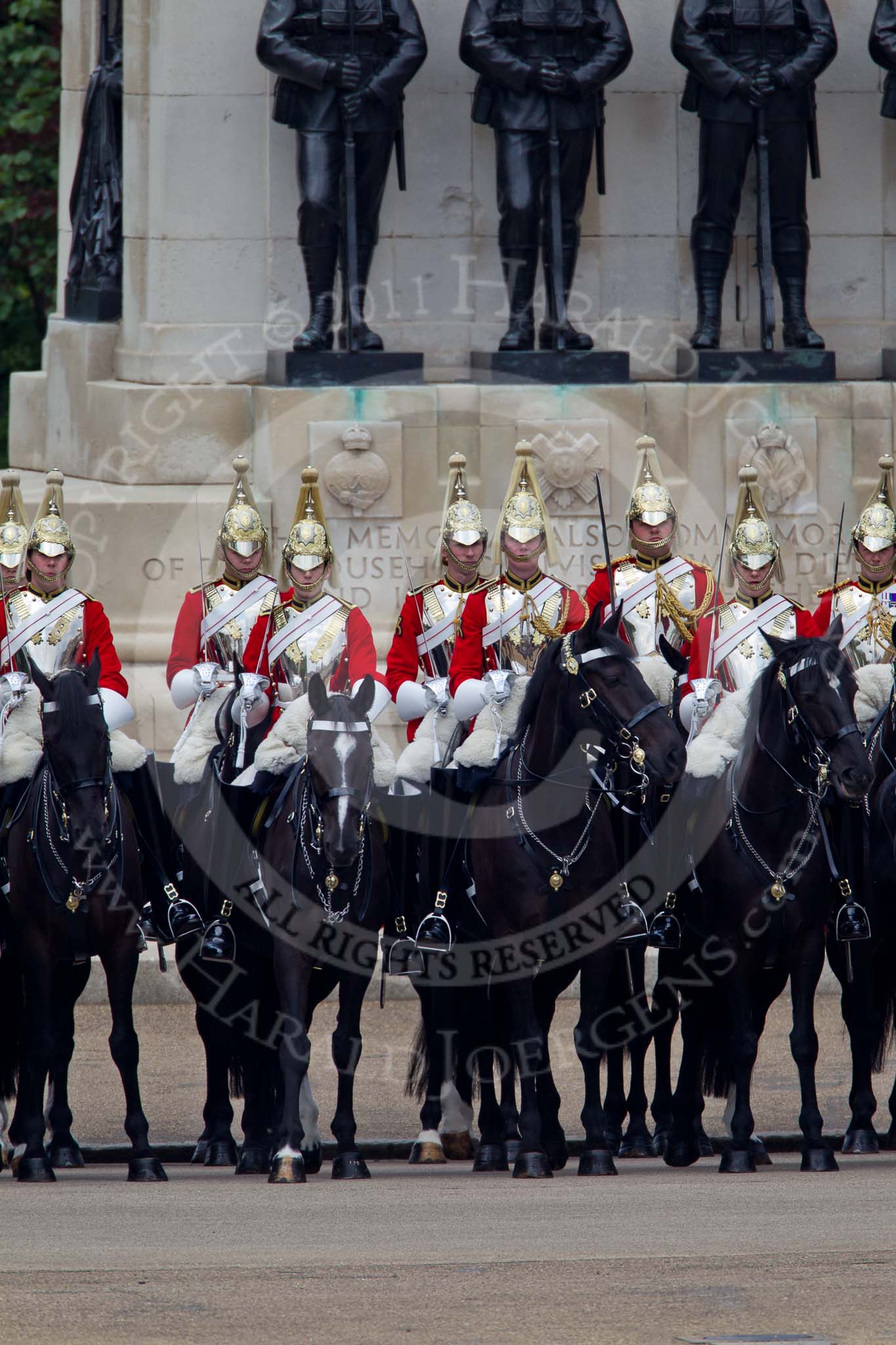 Trooping the Colour 2011: Household Cavalry: The Life Guards, at the St.James's Park side of Horse Guards Parade, in front of the Guards Memorial..
Horse Guards Parade, Westminster,
London SW1,
Greater London,
United Kingdom,
on 11 June 2011 at 11:44, image #289