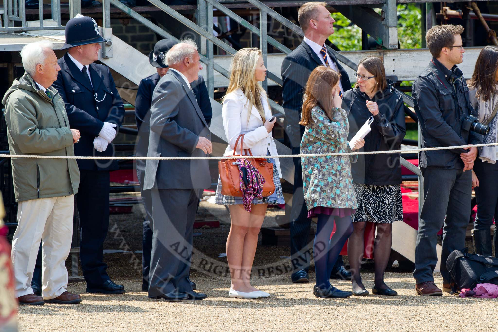 Trooping the Colour 2011: Spectators watching the parade from the Downing Street side of Horse Guards Parade..
Horse Guards Parade, Westminster,
London SW1,
Greater London,
United Kingdom,
on 11 June 2011 at 11:58, image #358