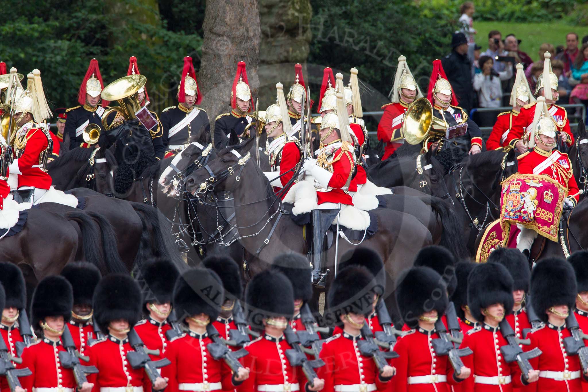 The Colonel's Review 2012: The Third and Fourth Division of the Souvereign's Escort (here the Life Guards) leave the Royal Procession to take up their positions at the St James's Park side of Horse Guards Parade..
Horse Guards Parade, Westminster,
London SW1,

United Kingdom,
on 09 June 2012 at 10:58, image #158