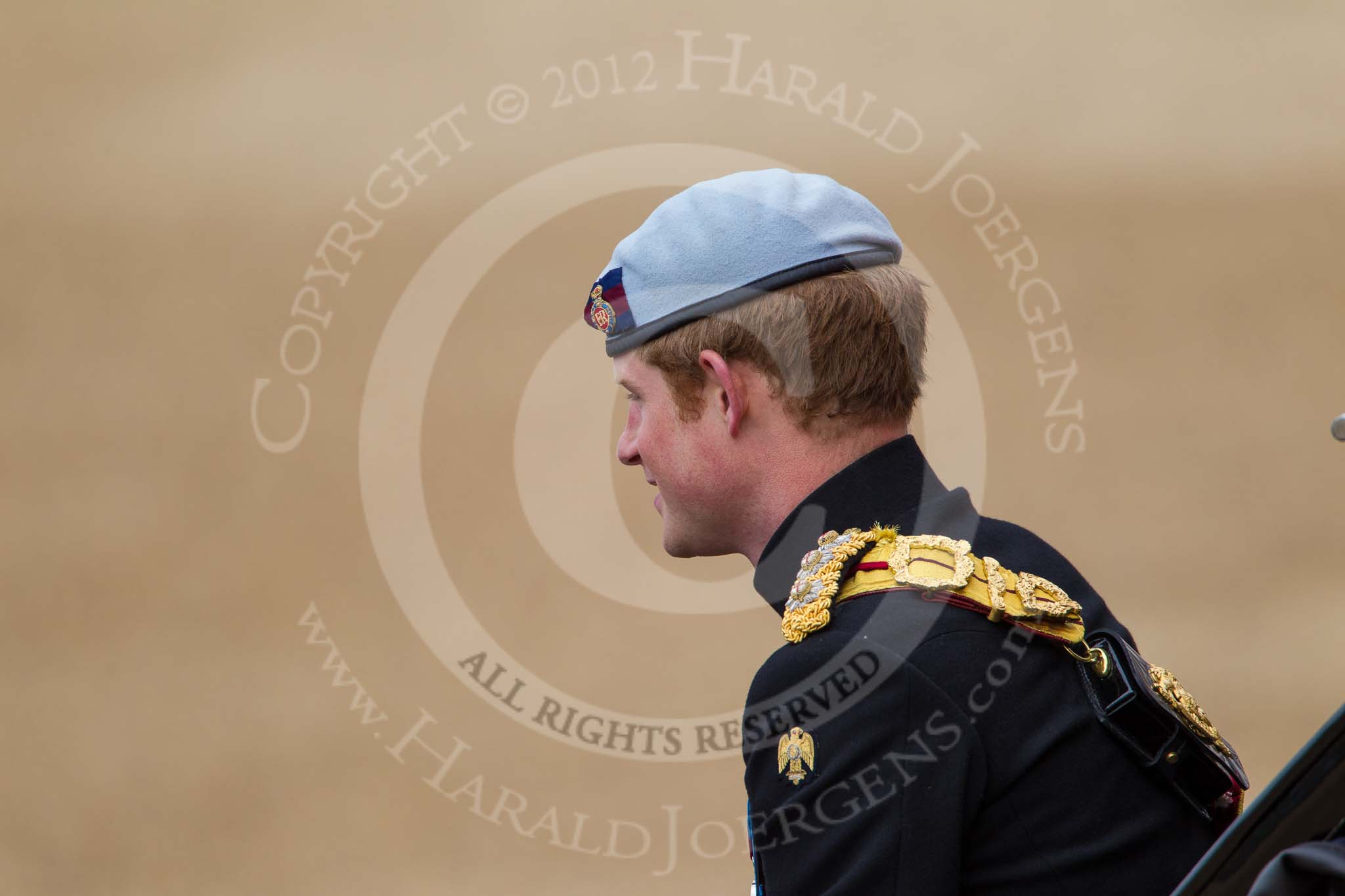 Trooping the Colour 2012: A close-up view of Prince Harry in the first carriage..
Horse Guards Parade, Westminster,
London SW1,

United Kingdom,
on 16 June 2012 at 10:51, image #127