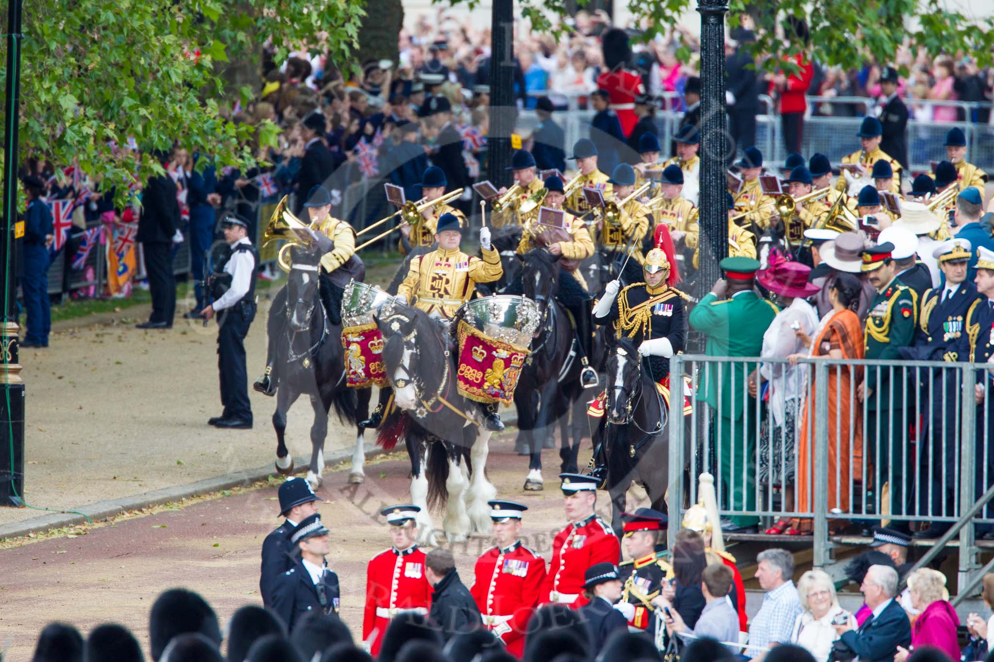 Trooping the Colour 2012: Captain Jason Griffith, Director of Music, from the Blues and Royals, arriving with the Mounted Bands of the Household Cavalry..
Horse Guards Parade, Westminster,
London SW1,

United Kingdom,
on 16 June 2012 at 10:56, image #140