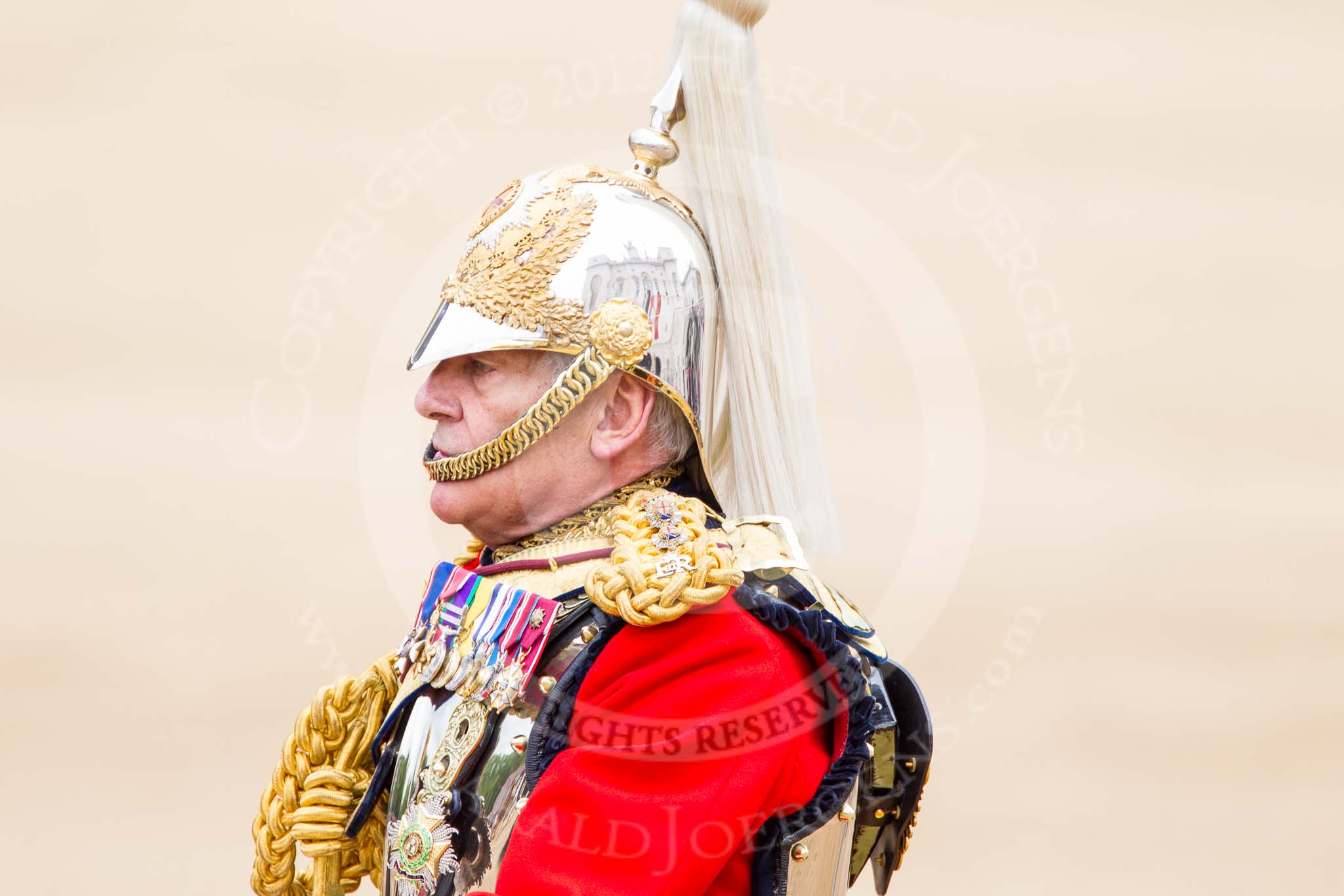 Trooping the Colour 2012: A close-up view of Colonel The Life Guards -
General the Lord Guthrie of Craigiebank..
Horse Guards Parade, Westminster,
London SW1,

United Kingdom,
on 16 June 2012 at 11:03, image #204