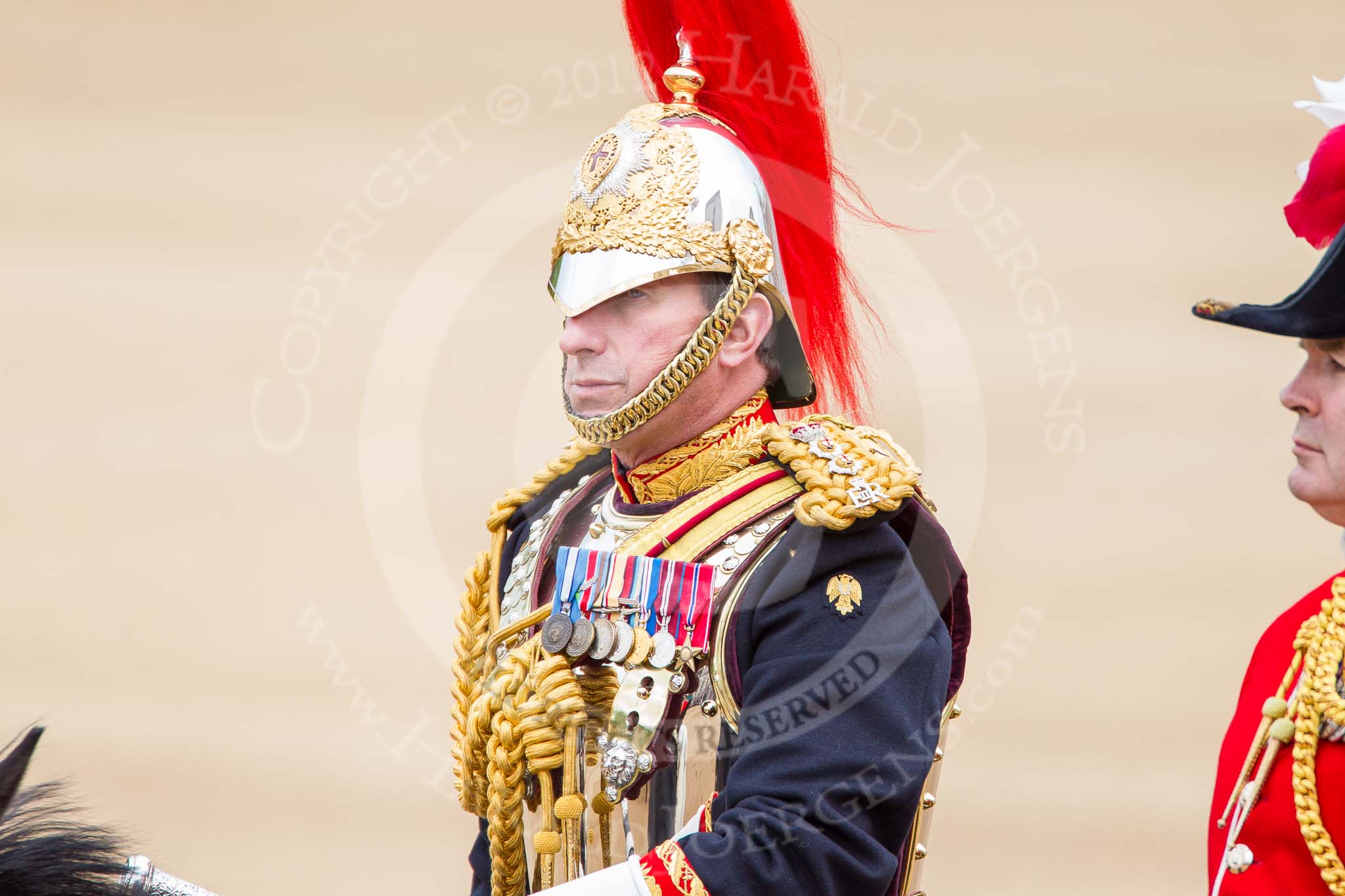 Trooping the Colour 2012: Close-up view of the Silver-Stick-in-Waiting, Colonel S H Cowen, The Blues and Royals (Royal Horse Guards and 1st Dragoons)..
Horse Guards Parade, Westminster,
London SW1,

United Kingdom,
on 16 June 2012 at 11:03, image #206