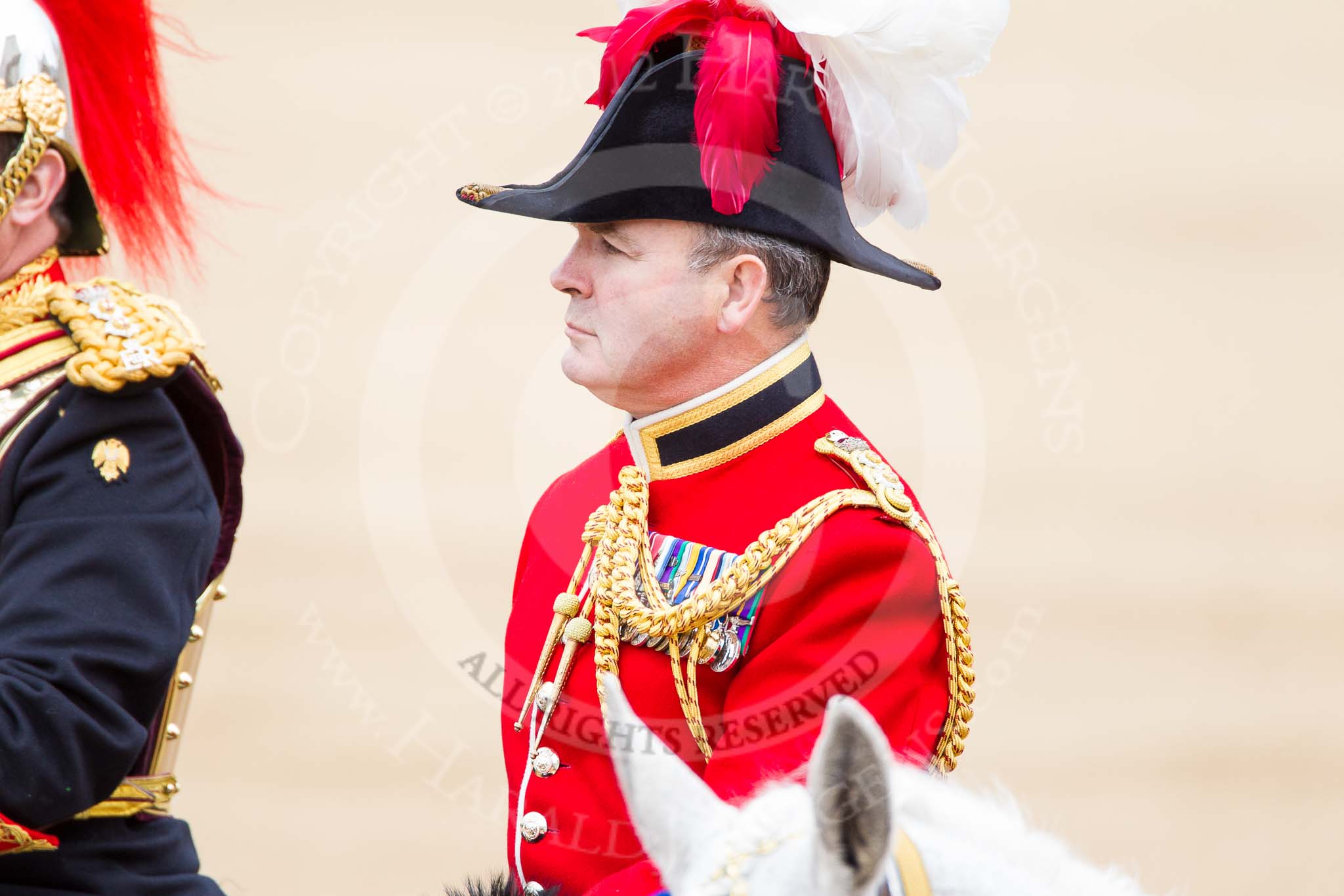 Trooping the Colour 2012: Close-up view of the Chief of Staff, Colonel R H W St G Bodington, Welsh Guards..
Horse Guards Parade, Westminster,
London SW1,

United Kingdom,
on 16 June 2012 at 11:03, image #207