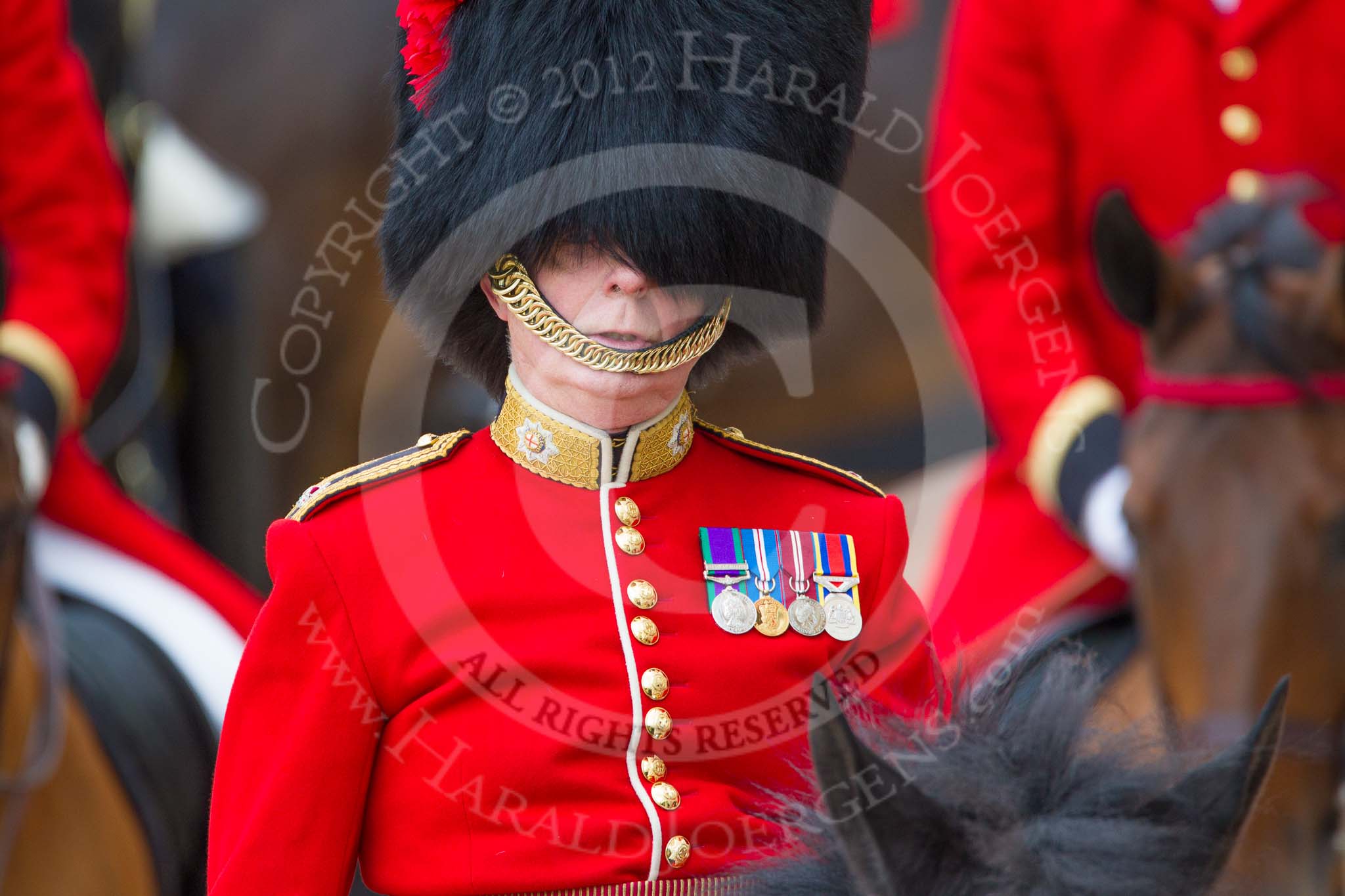 Trooping the Colour 2012: Close-up view of the Foot Guards Regimental Adjutant, Major E M Crofton, Coldstream Guards..
Horse Guards Parade, Westminster,
London SW1,

United Kingdom,
on 16 June 2012 at 11:03, image #212