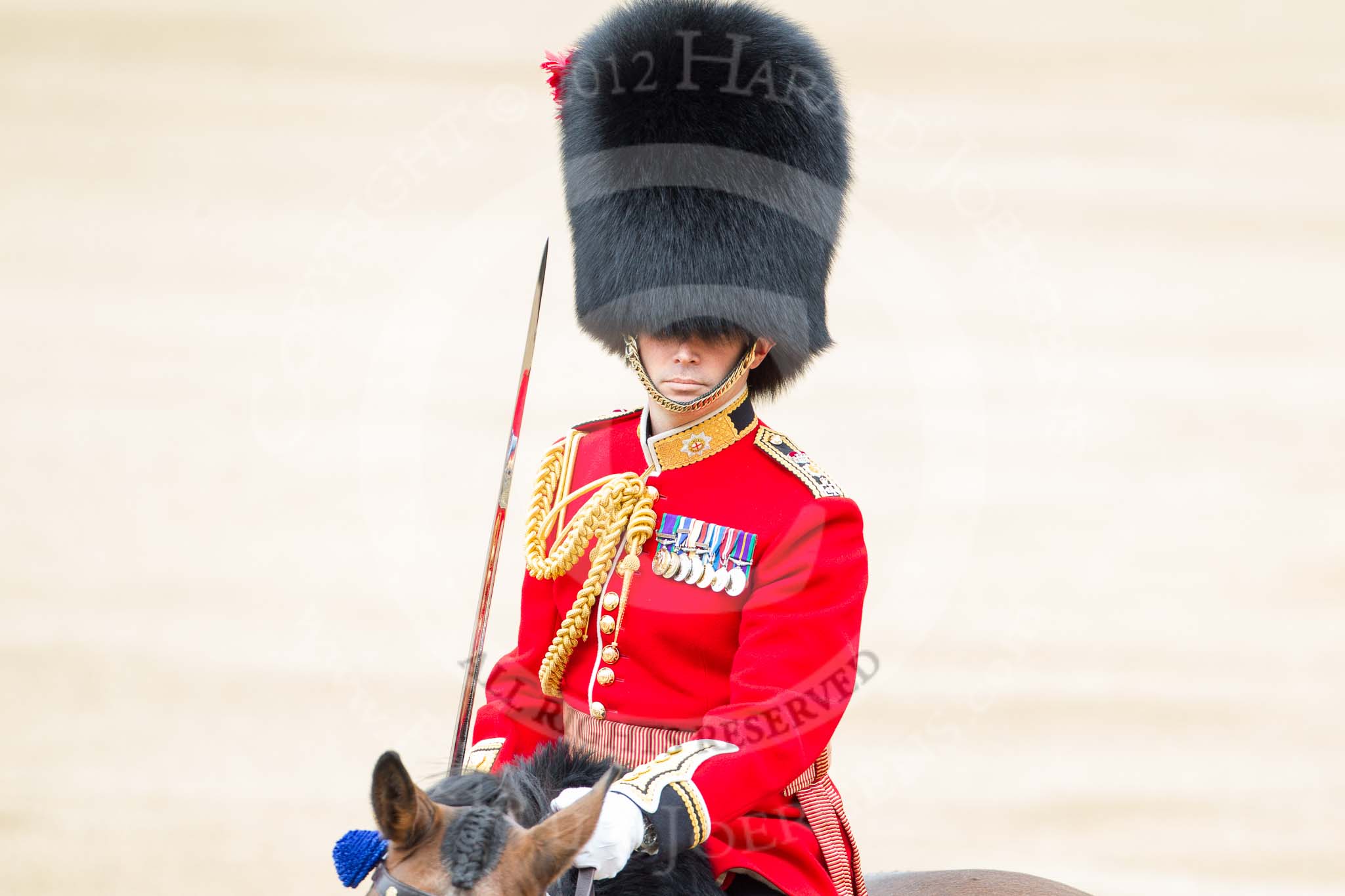 Trooping the Colour 2012: The Field Officer in Brigade Waiting, Lieutenant Colonel R C N Sergeant, Coldstream Guards..
Horse Guards Parade, Westminster,
London SW1,

United Kingdom,
on 16 June 2012 at 11:40, image #454