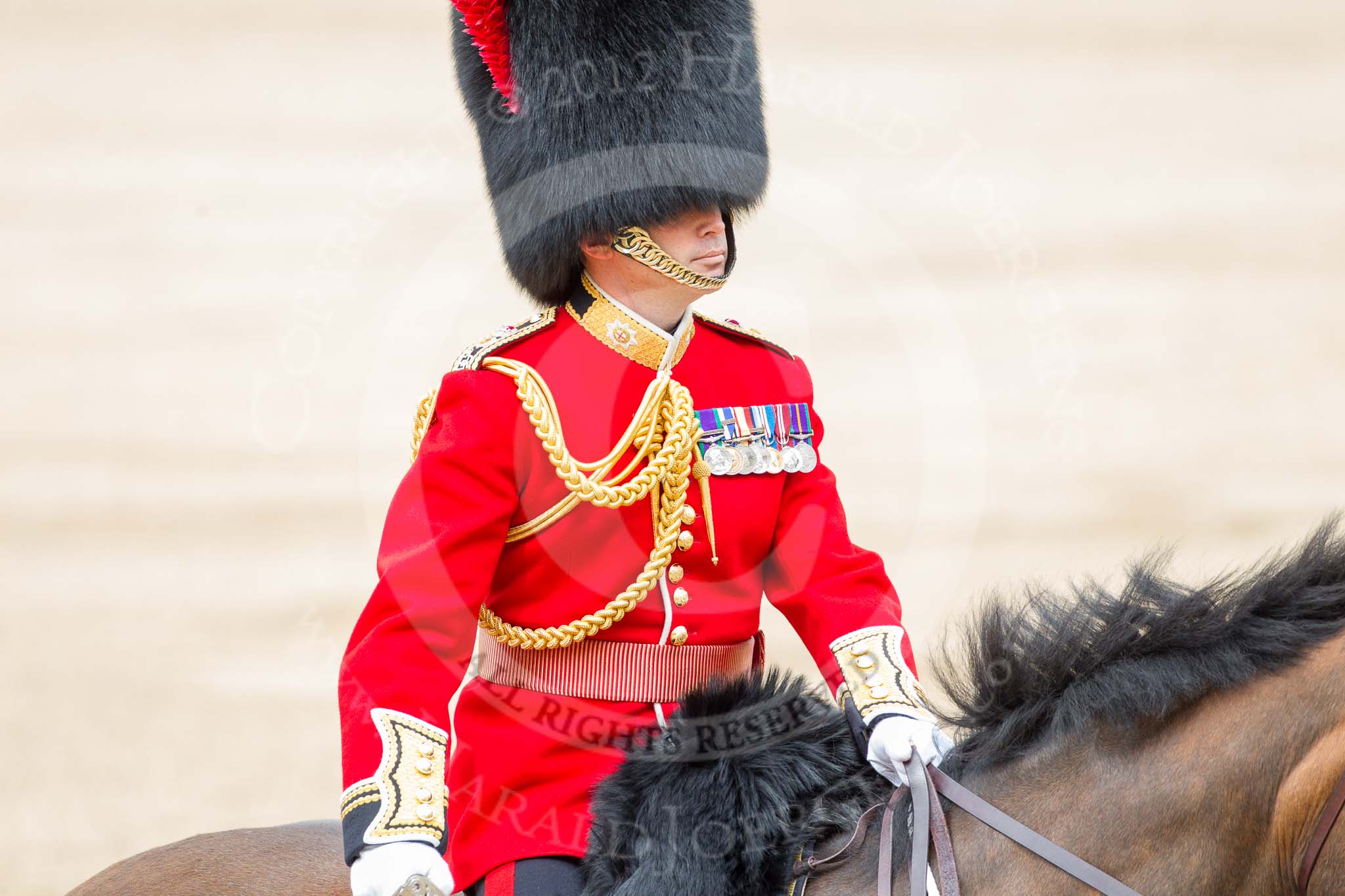 Trooping the Colour 2012: The Field Officer in Brigade Waiting, Lieutenant Colonel R C N Sergeant, Coldstream Guards..
Horse Guards Parade, Westminster,
London SW1,

United Kingdom,
on 16 June 2012 at 11:40, image #458