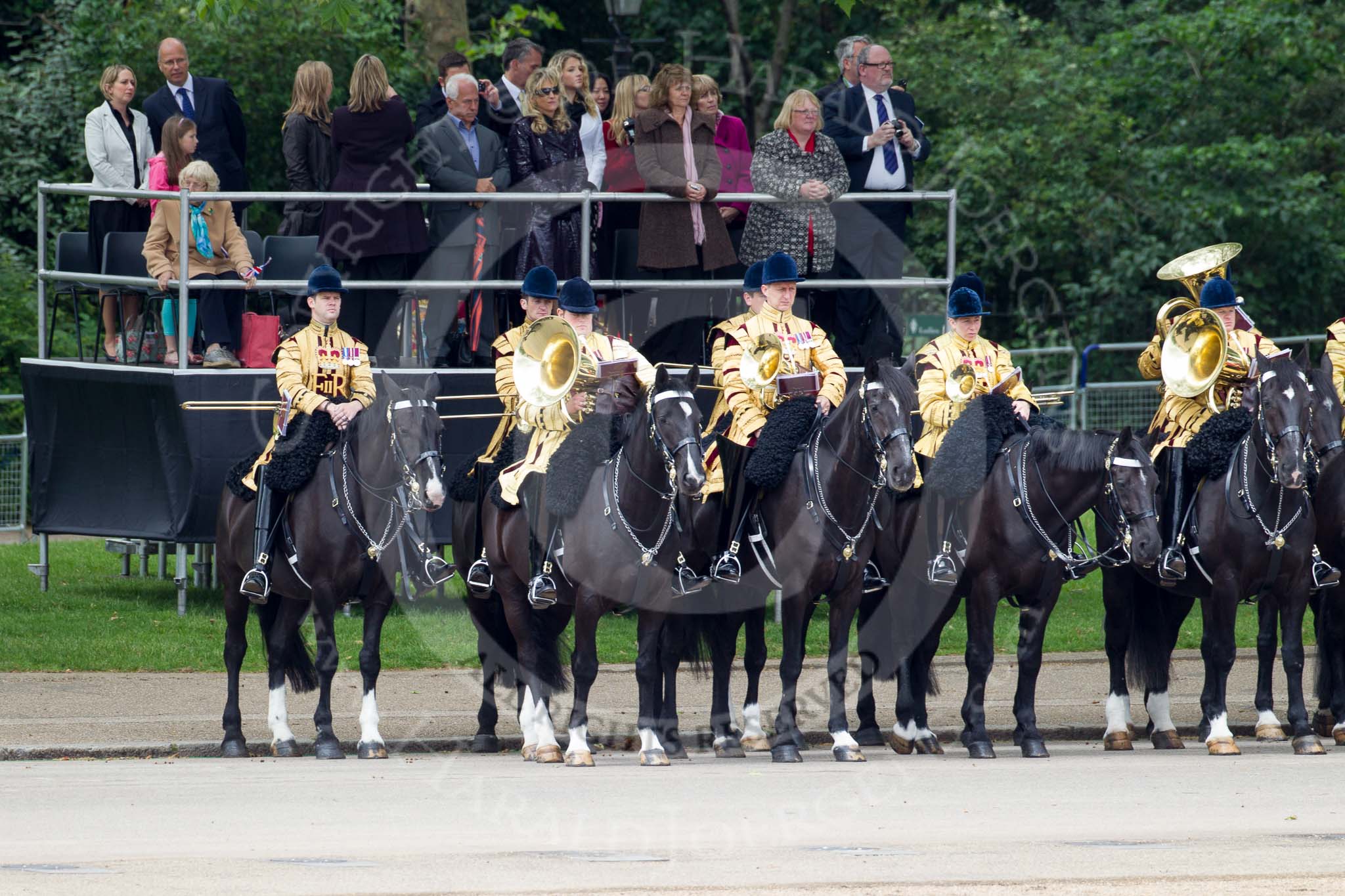 Trooping the Colour 2012: The Mounted Bands of the Household Cavalry during the March Past..
Horse Guards Parade, Westminster,
London SW1,

United Kingdom,
on 16 June 2012 at 11:41, image #464