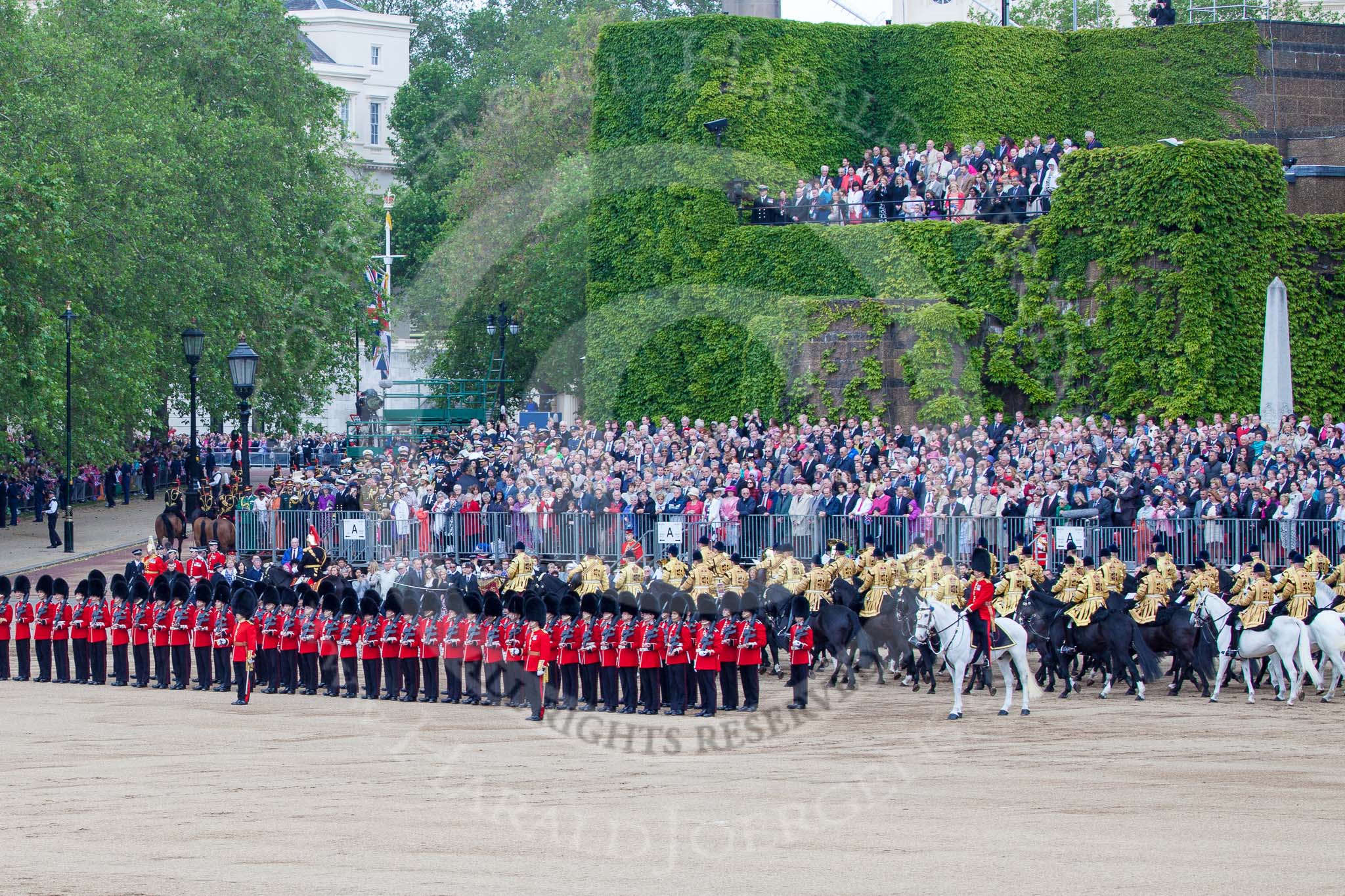 Trooping the Colour 2012: The Mounted Bands of the Household Cavalry are also ready for the March Off, they will follow the Royal Horse Artillery, seen here on the access road to The Mall..
Horse Guards Parade, Westminster,
London SW1,

United Kingdom,
on 16 June 2012 at 12:04, image #617