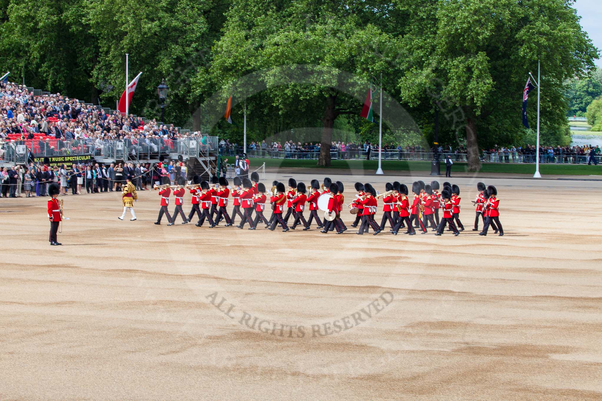 The Colonel's Review 2013: Senior Drum Major Matthew Betts, Grenadier Guards, leading the Band of the Coldstream Guards..
Horse Guards Parade, Westminster,
London SW1,

United Kingdom,
on 08 June 2013 at 10:14, image #51