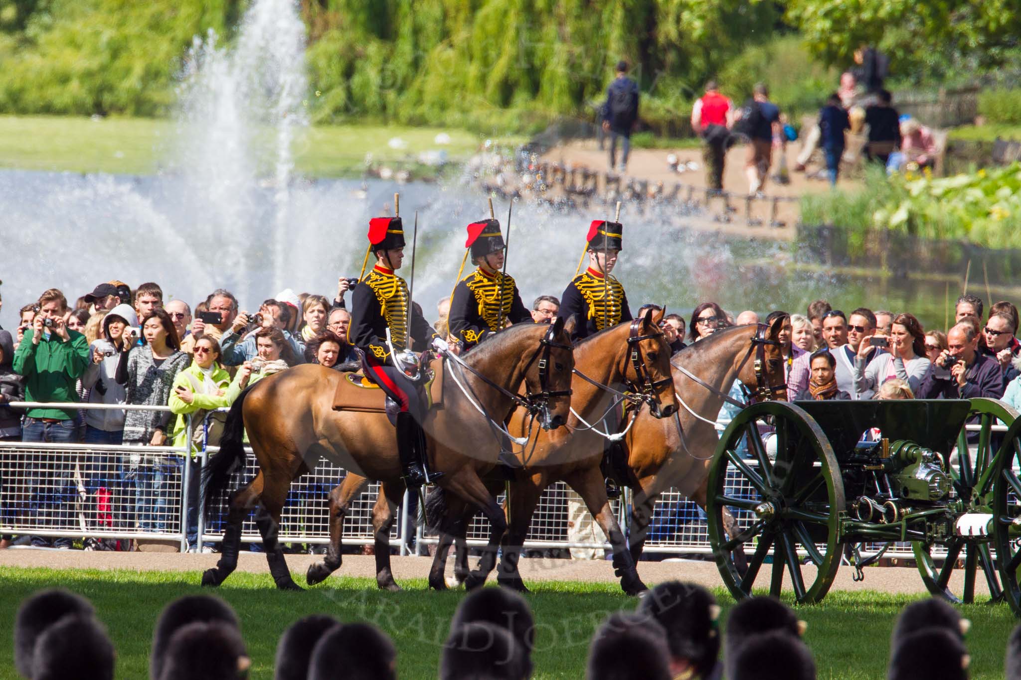 The Colonel's Review 2013: The King's Troop Royal Horse Artillery arrives, and will take position between No. 1 Guard and St. James's Park..
Horse Guards Parade, Westminster,
London SW1,

United Kingdom,
on 08 June 2013 at 10:39, image #187