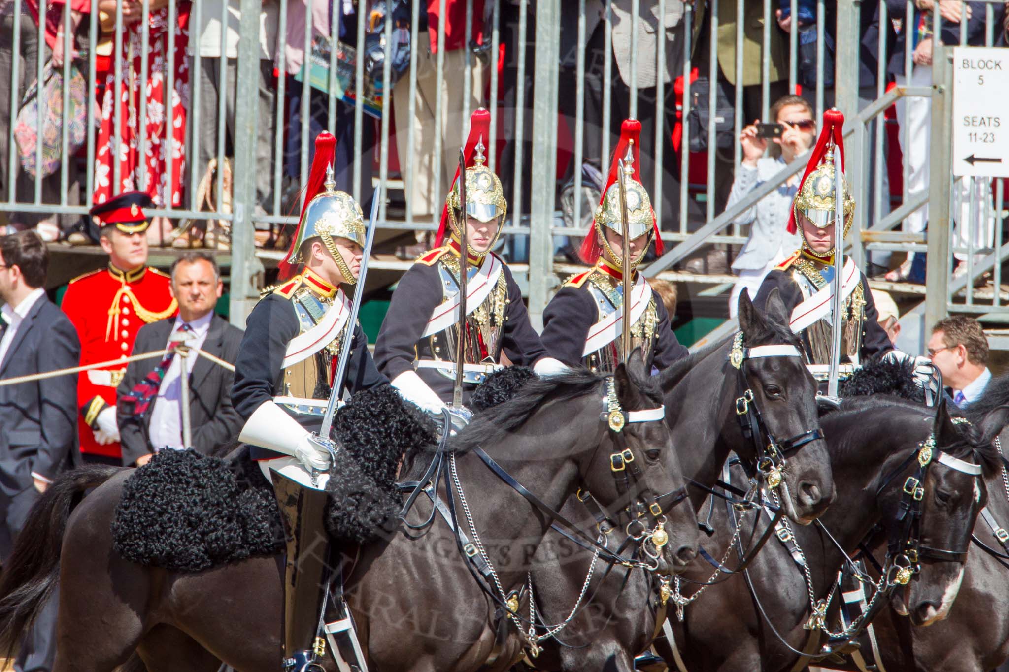 The Colonel's Review 2013: Four Troopers of The Blue and Royals (Royal Horse Guards and 1st Dragoons).
Horse Guards Parade, Westminster,
London SW1,

United Kingdom,
on 08 June 2013 at 11:00, image #293