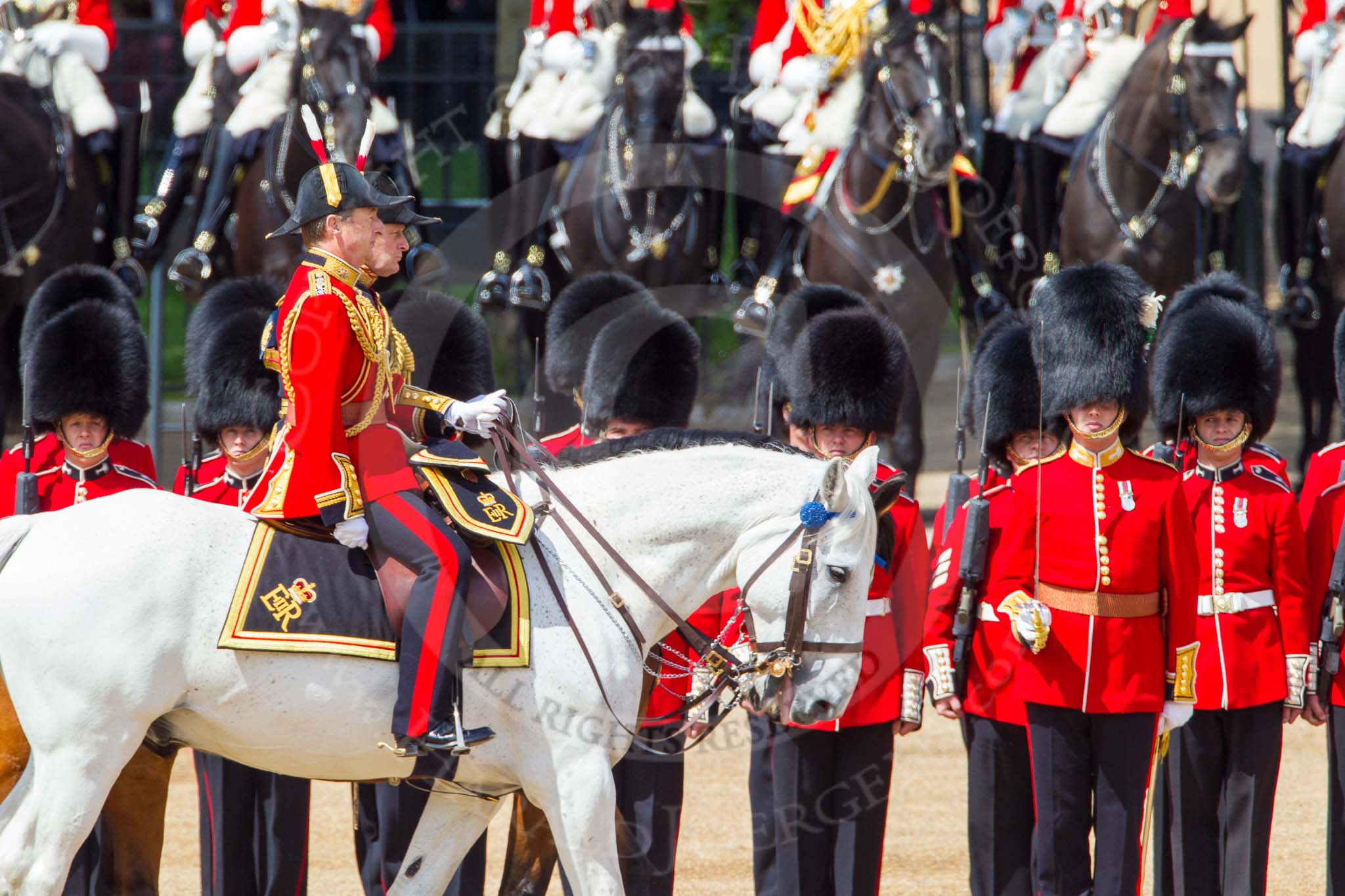 The Colonel's Review 2013: The Crown Equerry Colonel Toby Browne
Equerry in Waiting to Her Majesty, Lieutenant Colonel Alexander Matheson of Matheson, younger, during the Inspection of the Line..
Horse Guards Parade, Westminster,
London SW1,

United Kingdom,
on 08 June 2013 at 11:03, image #342