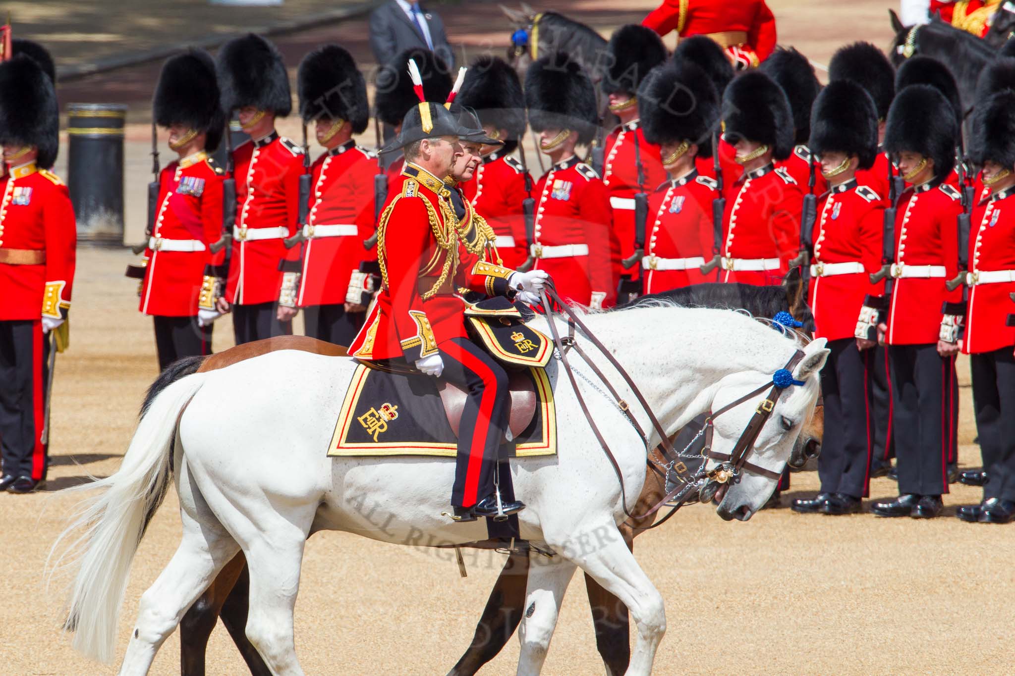 The Colonel's Review 2013: The Crown Equerry Colonel Toby Browne
Equerry in Waiting to Her Majesty, Lieutenant Colonel Alexander Matheson of Matheson, younger, during the Inspection of the Line..
Horse Guards Parade, Westminster,
London SW1,

United Kingdom,
on 08 June 2013 at 11:03, image #361