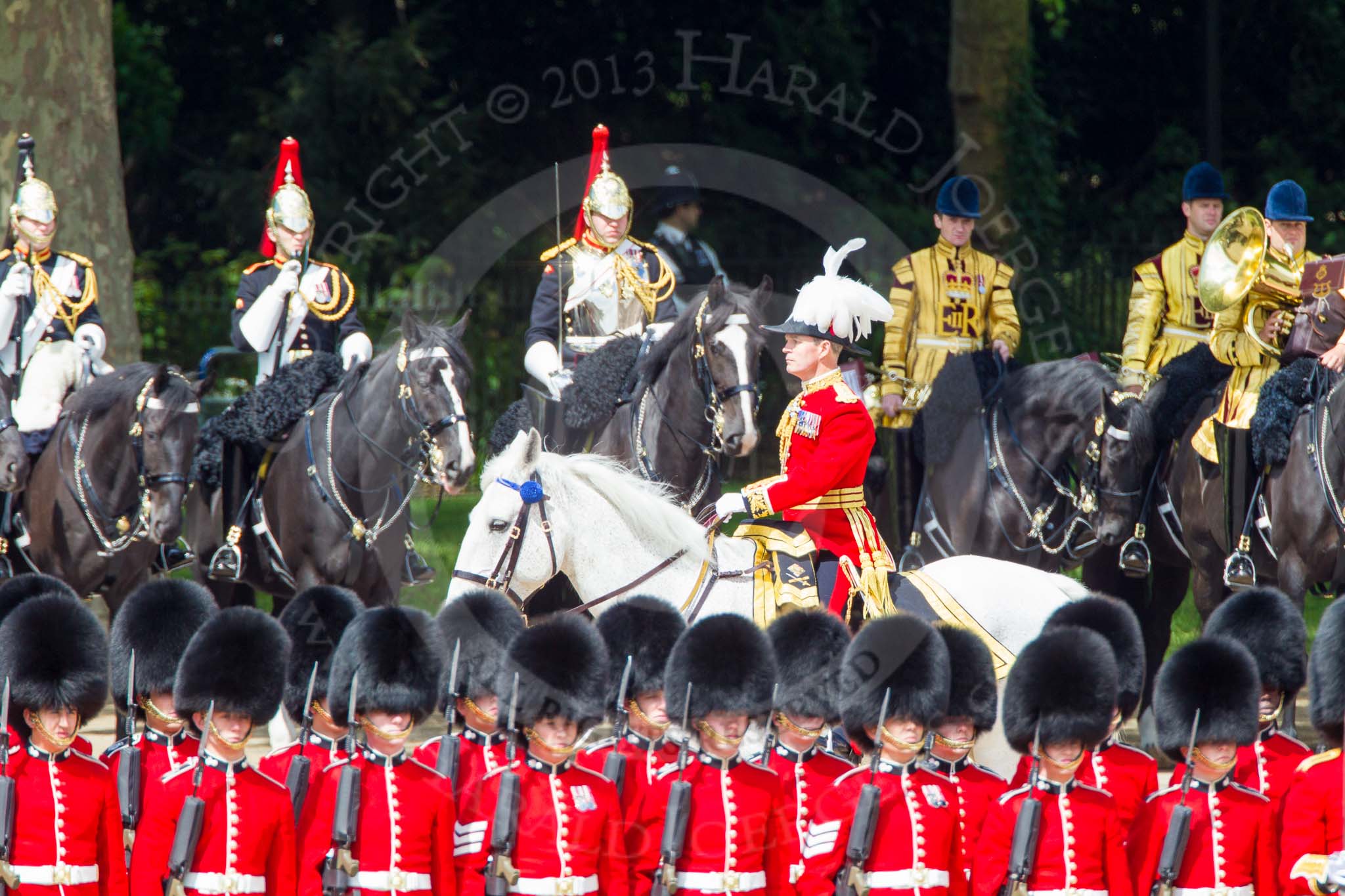 The Colonel's Review 2013: Major General Commanding the Household Division and General Officer Commanding London District, Major George Norton, during the Inspection of the Line..
Horse Guards Parade, Westminster,
London SW1,

United Kingdom,
on 08 June 2013 at 11:05, image #375