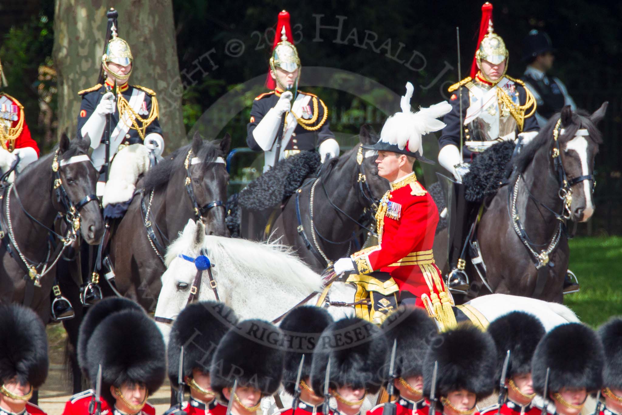 The Colonel's Review 2013: Major General Commanding the Household Division and General Officer Commanding London District, Major George Norton, during the Inspection of the Line..
Horse Guards Parade, Westminster,
London SW1,

United Kingdom,
on 08 June 2013 at 11:05, image #376